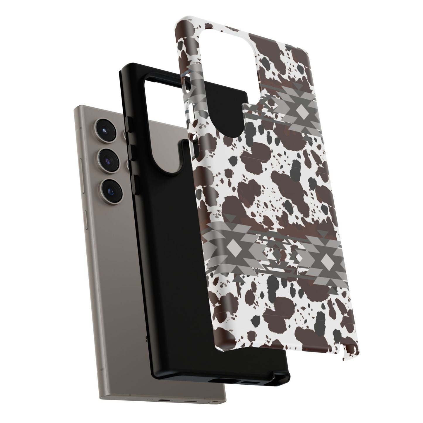 Cow Print Tough Case, Southwestern Aztec Design, Gift Ideas, iPhone Samsung Accessories, Western Style