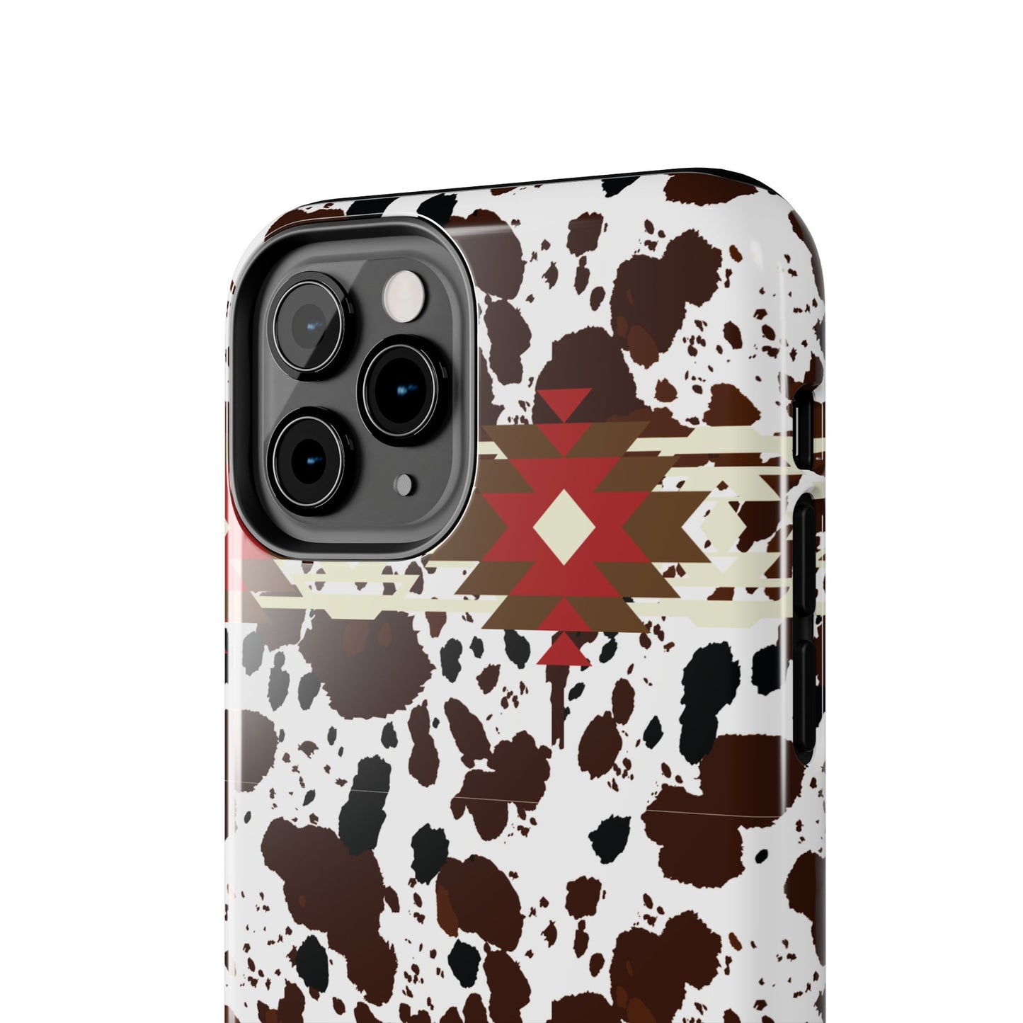 Tough Phone Case - Aztec Cow Print Western Glossy Cover for iPhone & Samsung | Ranch Style Gift