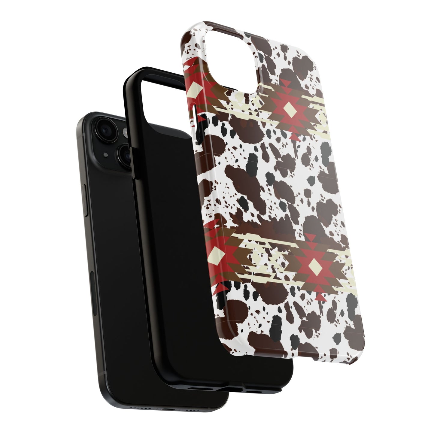 Tough Phone Case - Aztec Cow Print Western Glossy Cover for iPhone & Samsung | Ranch Style Gift