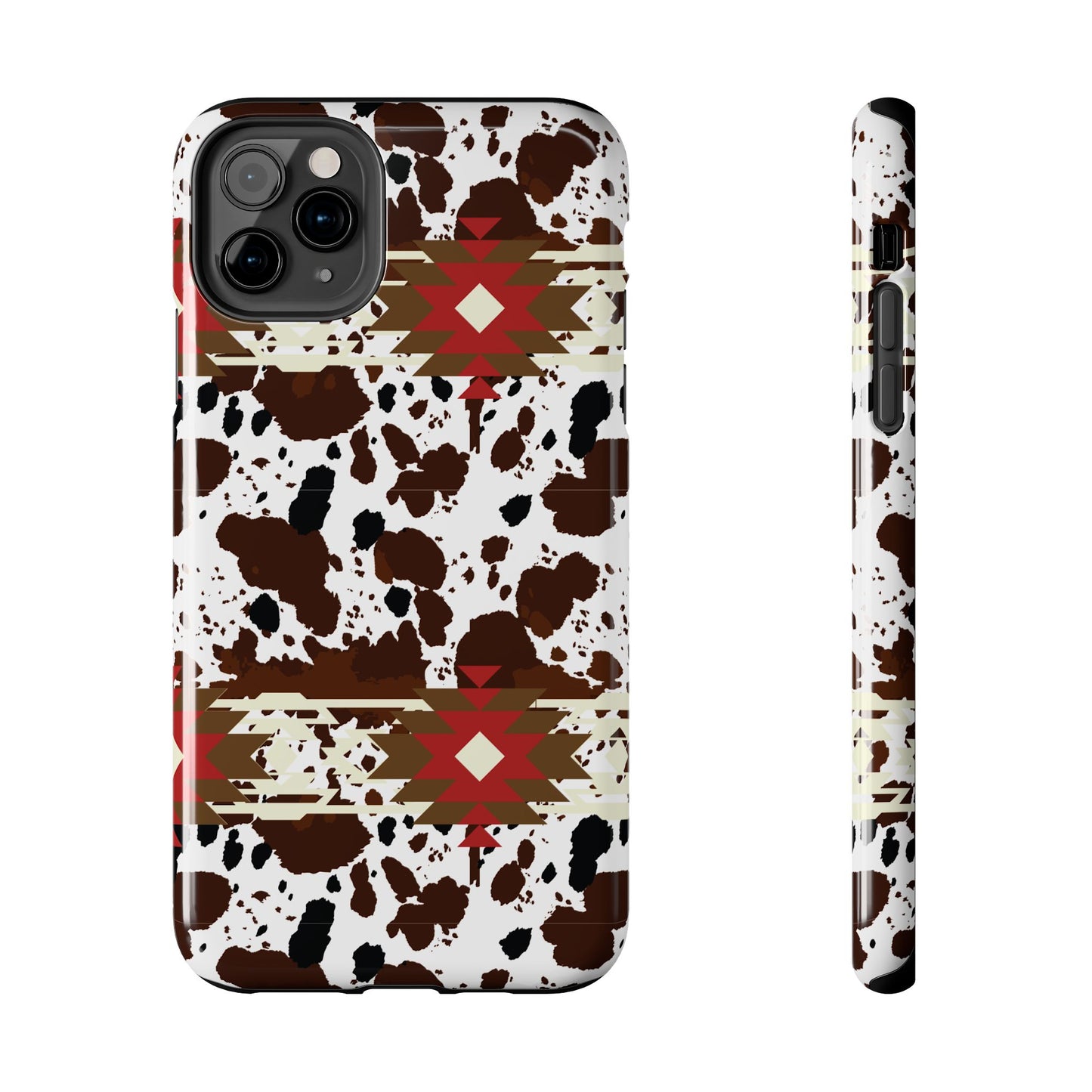 Tough Phone Case - Aztec Cow Print Western Glossy Cover for iPhone & Samsung | Ranch Style Gift