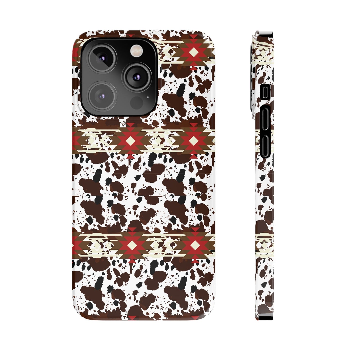 Western Aztec Cow Slim Phone Case - Gift for iPhone, Southwest Tribal Boho Chic Cover, Phone Accessories, Cowgirl Phone Case, Country