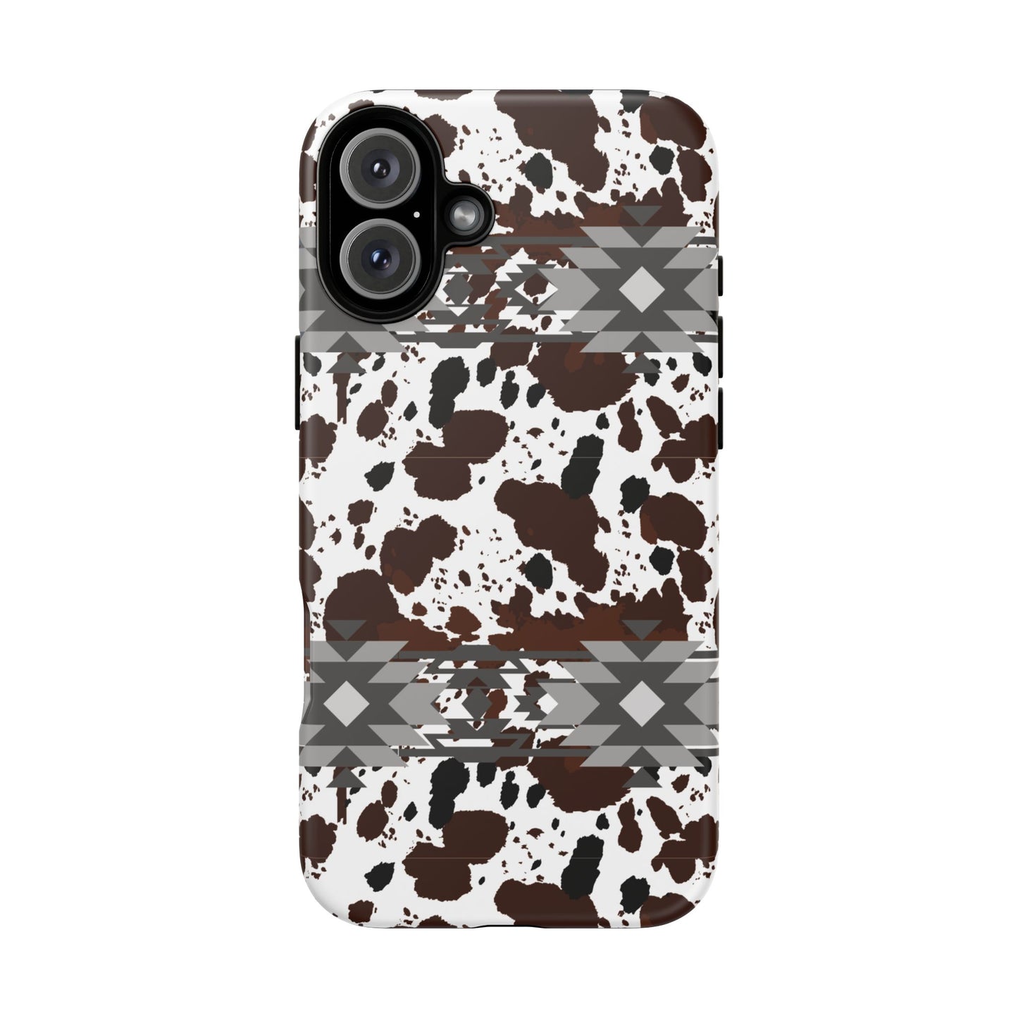 Cow Print Tough Case, Southwestern Aztec Design, Gift Ideas, iPhone Samsung Accessories, Western Style