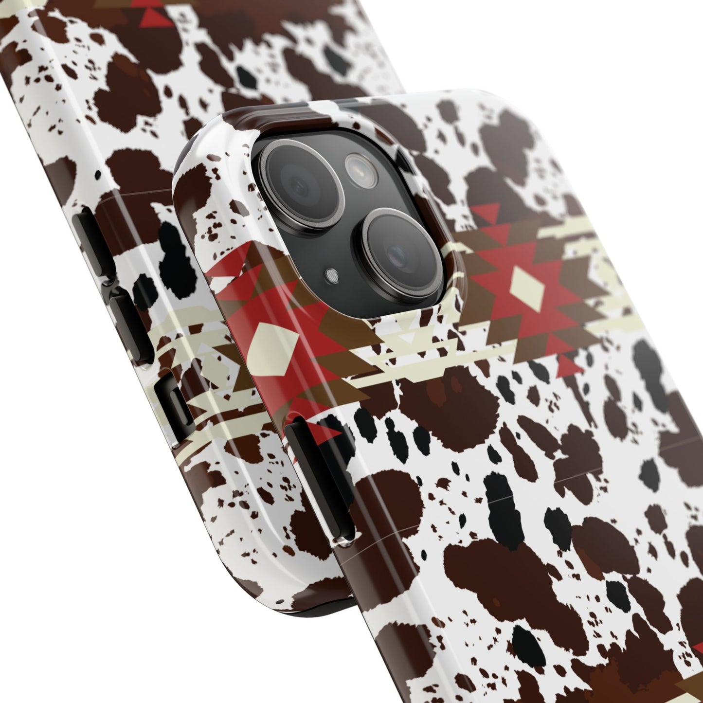 Tough Phone Case - Aztec Cow Print Western Glossy Cover for iPhone & Samsung | Ranch Style Gift