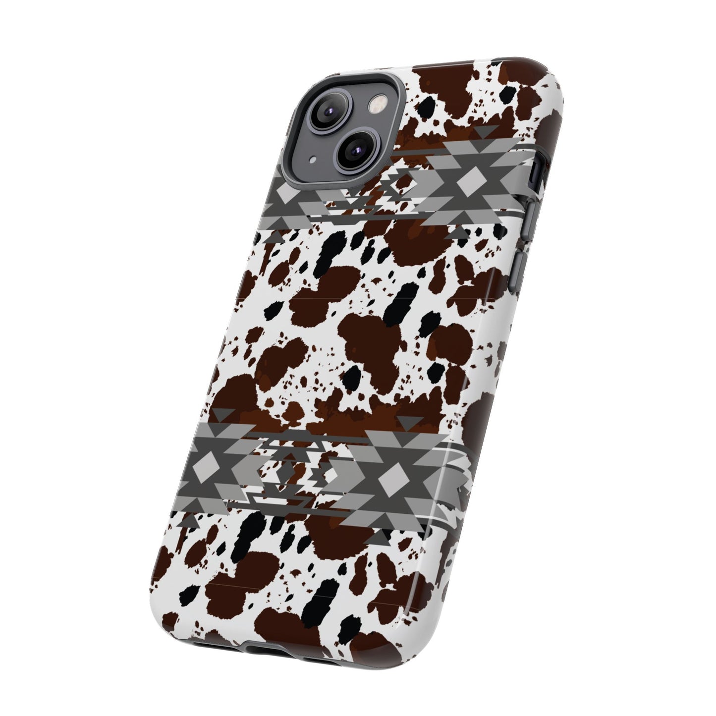 Cow Print Tough Case, Southwestern Aztec Design, Gift Ideas, iPhone Samsung Accessories, Western Style