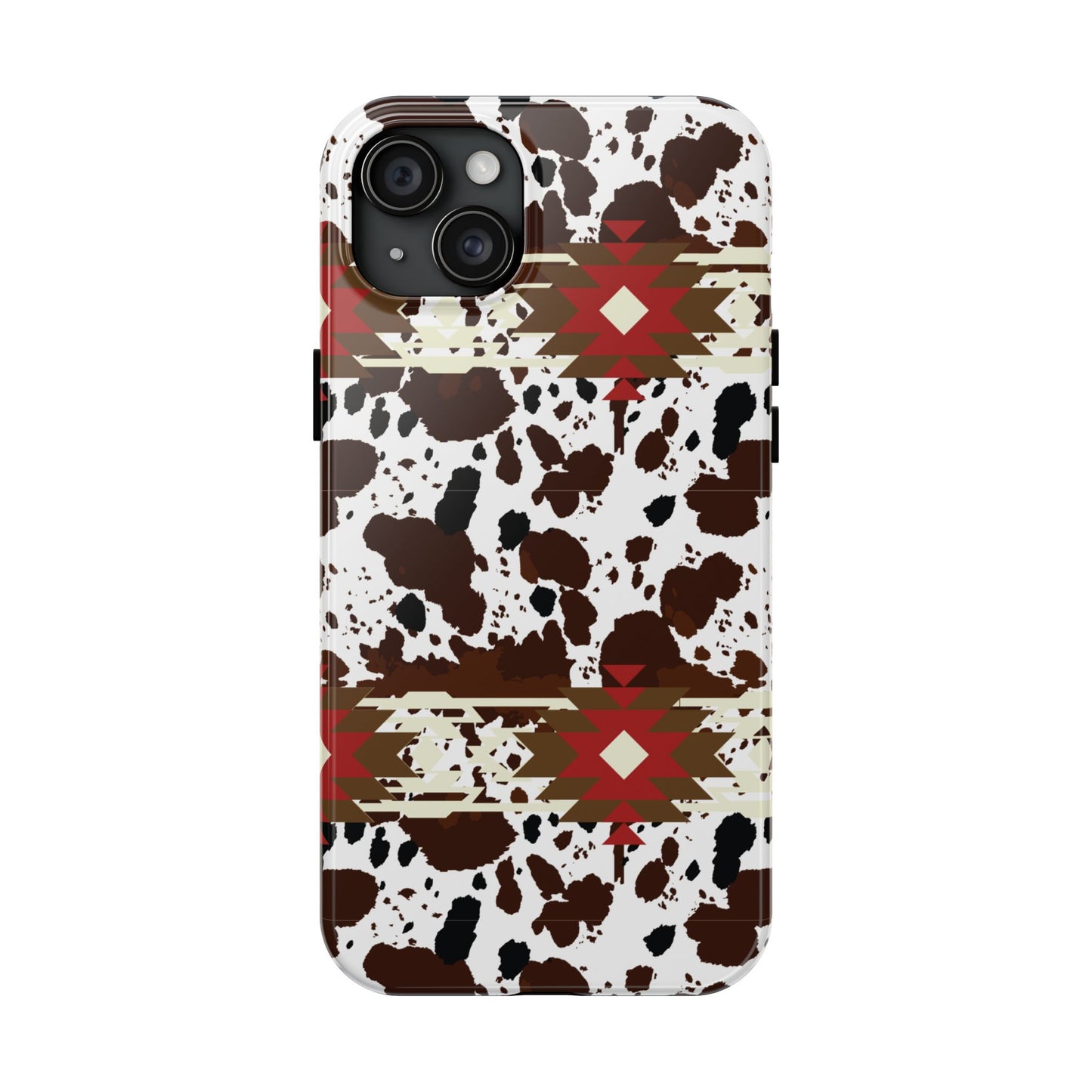 Tough Phone Case - Aztec Cow Print Western Glossy Cover for iPhone & Samsung | Ranch Style Gift