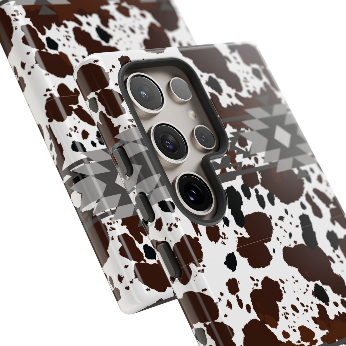 Cow Print Tough Case, Southwestern Aztec Design, Gift Ideas, iPhone Samsung Accessories, Western Style