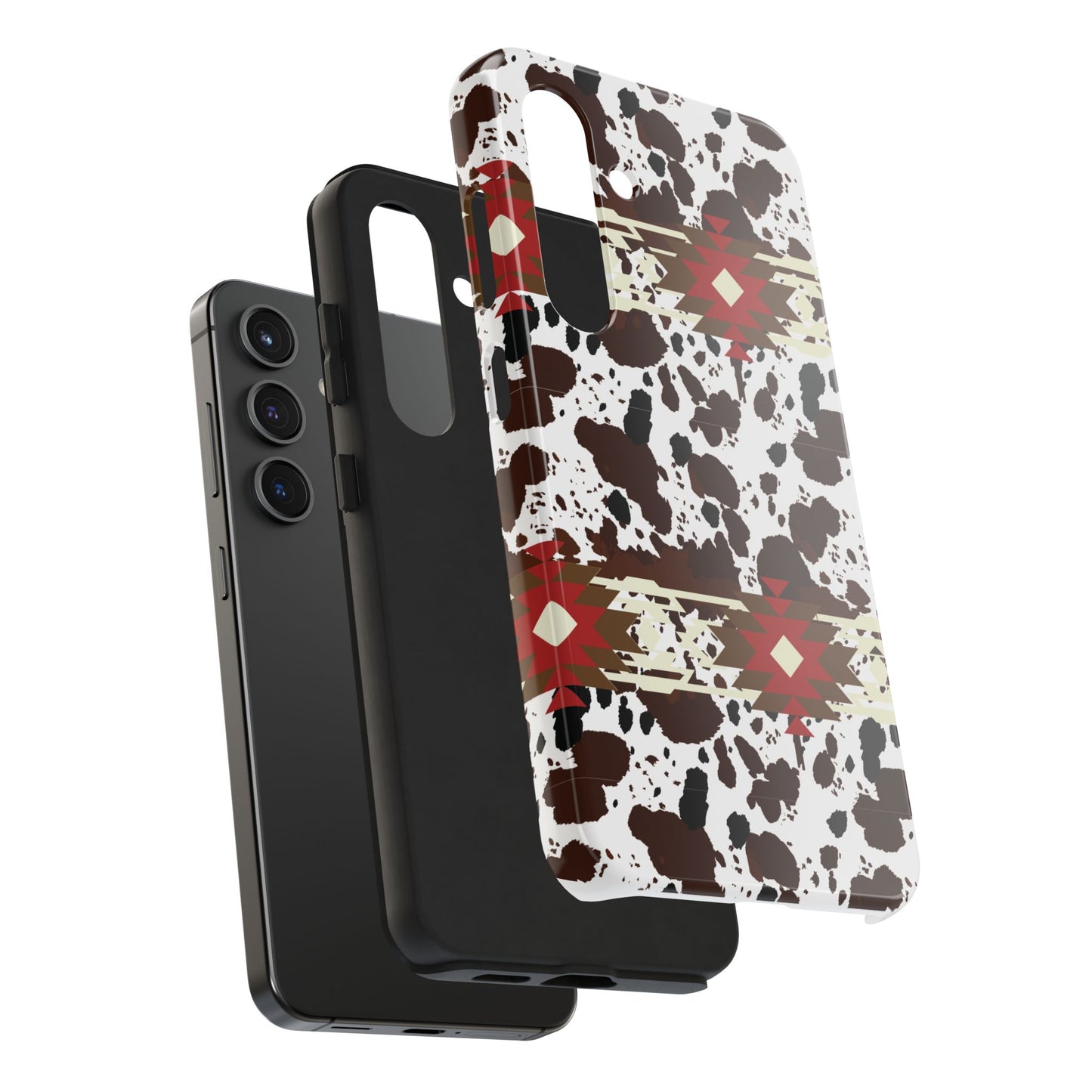 Tough Phone Case - Aztec Cow Print Western Glossy Cover for iPhone & Samsung | Ranch Style Gift