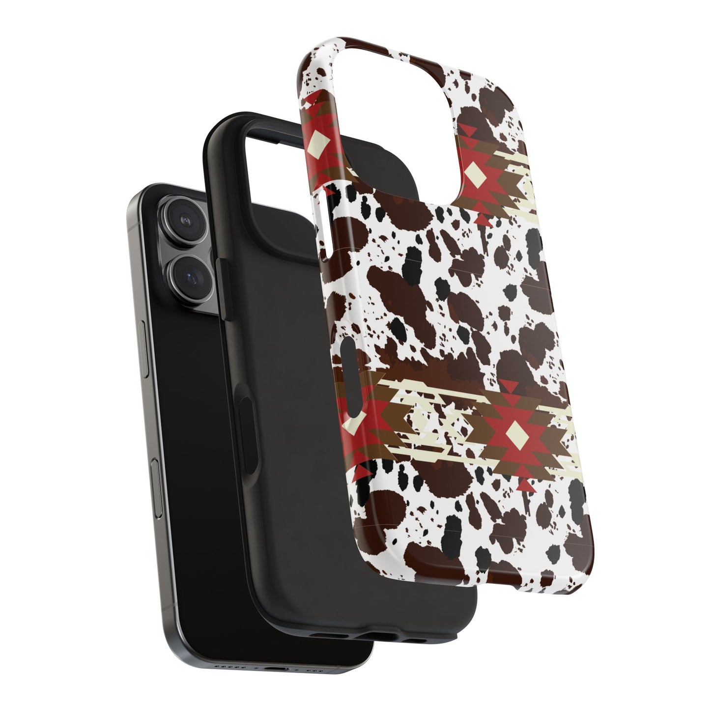 Tough Phone Case - Aztec Cow Print Western Glossy Cover for iPhone & Samsung | Ranch Style Gift