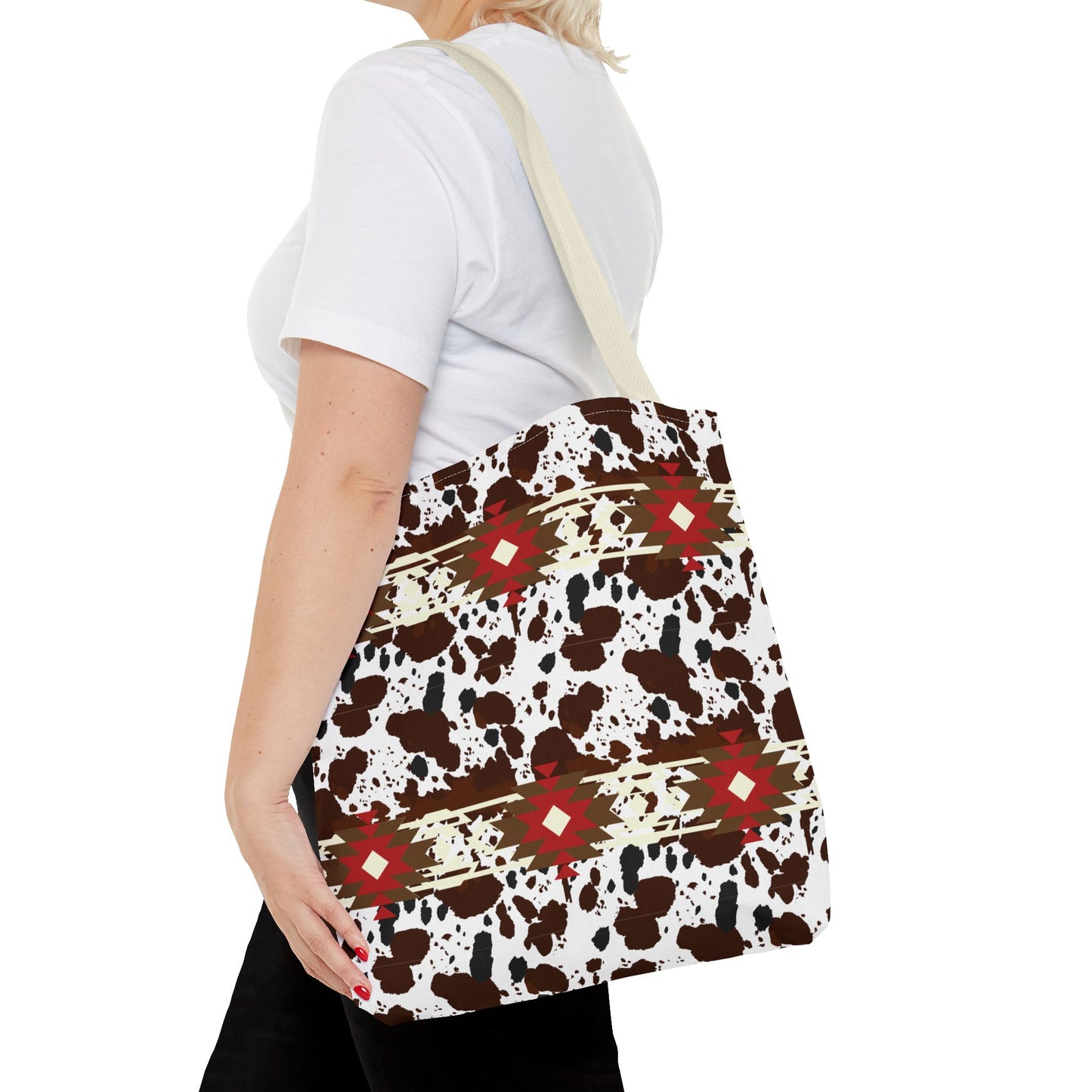 Aztec Cow Hide Tote Bag - Chic Boho Shoulder Purse for Women, Southwestern Pattern Handbag, Ethnic Print Shopping Bag, Tribal Style