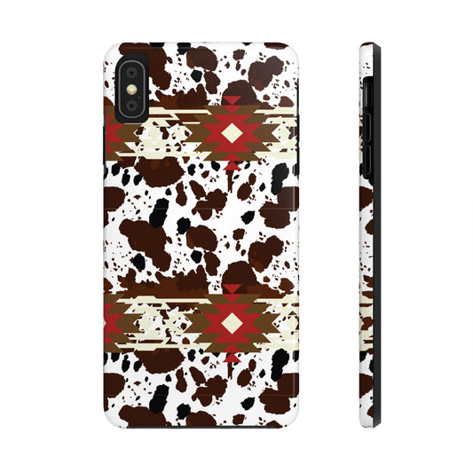 Tough Phone Case - Aztec Cow Print Western Glossy Cover for iPhone & Samsung | Ranch Style Gift