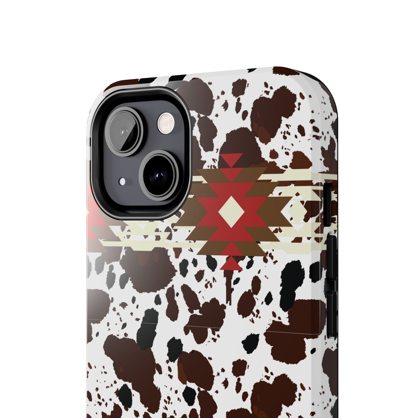 Tough Phone Case - Aztec Cow Print Western Glossy Cover for iPhone & Samsung | Ranch Style Gift