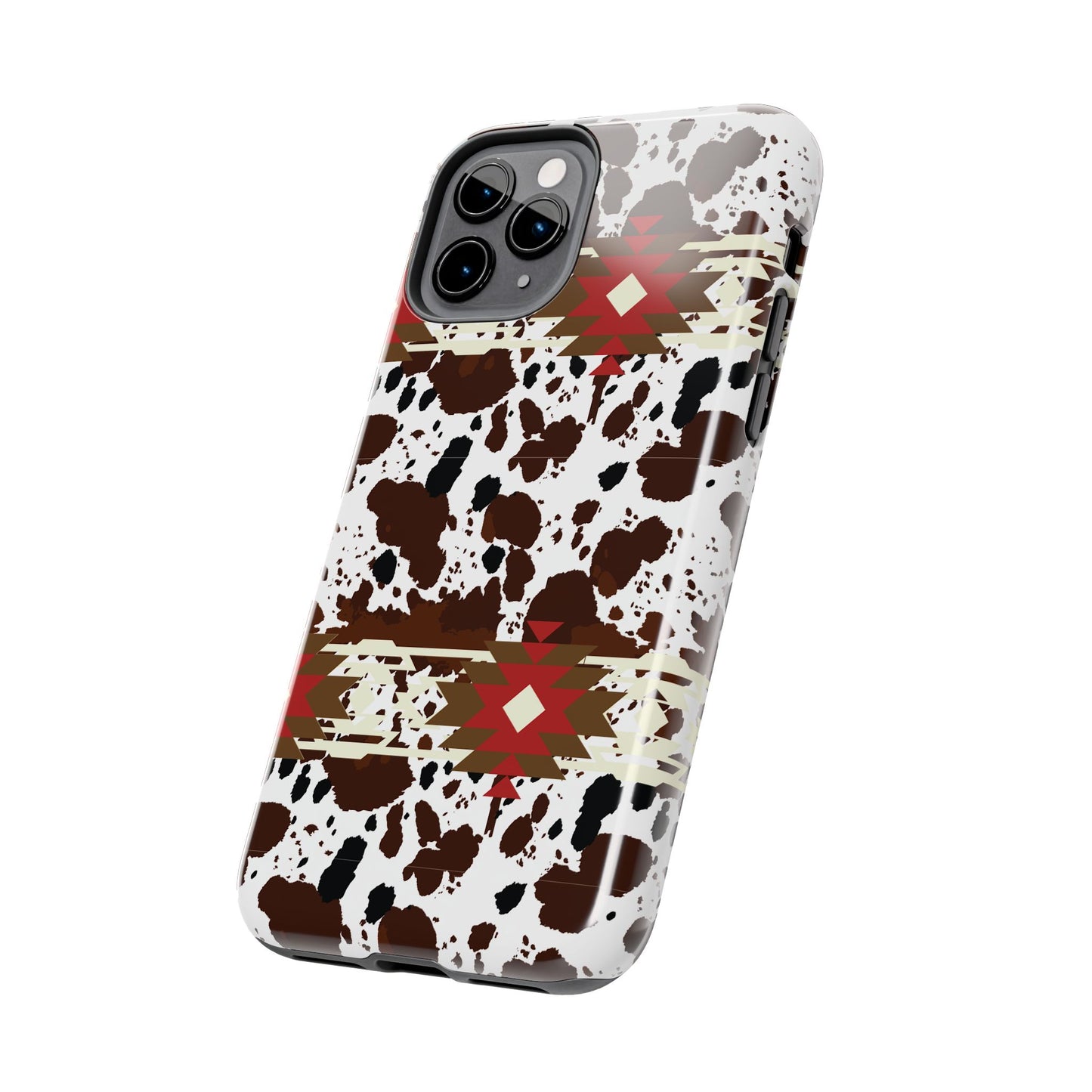 Tough Phone Case - Aztec Cow Print Western Glossy Cover for iPhone & Samsung | Ranch Style Gift