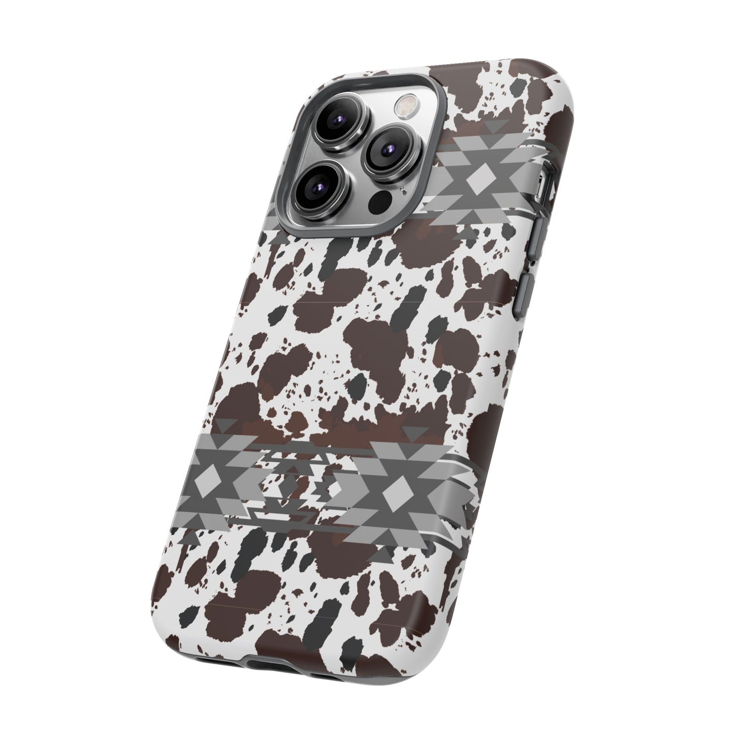 Cow Print Tough Case, Southwestern Aztec Design, Gift Ideas, iPhone Samsung Accessories, Western Style