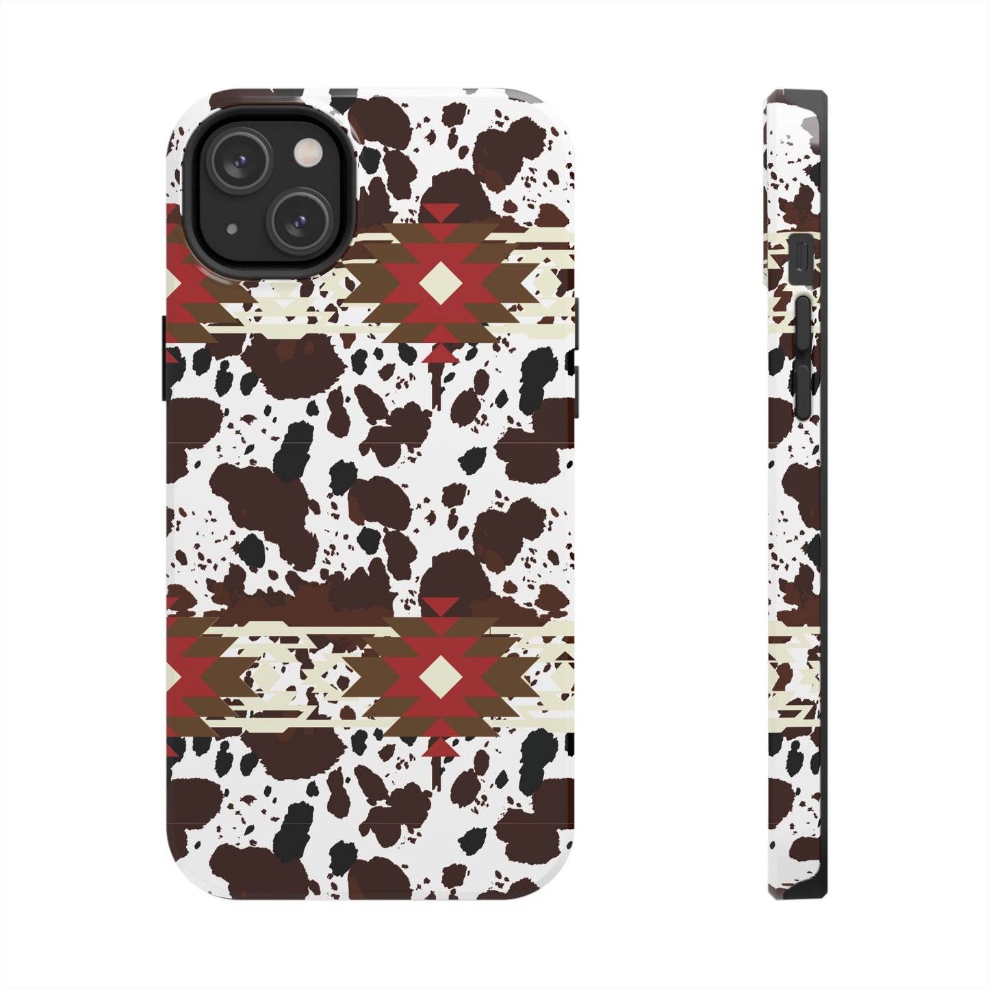 Tough Phone Case - Aztec Cow Print Western Glossy Cover for iPhone & Samsung | Ranch Style Gift