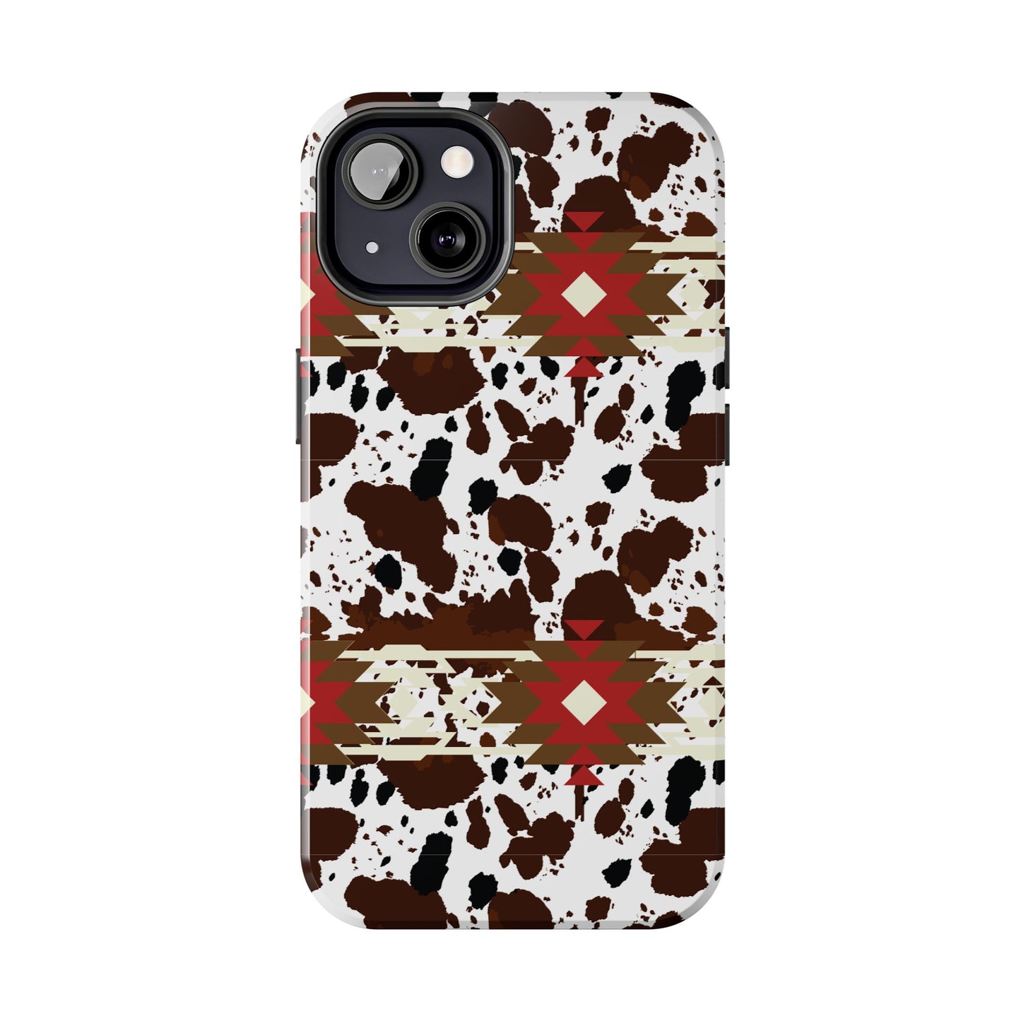 Tough Phone Case - Aztec Cow Print Western Glossy Cover for iPhone & Samsung | Ranch Style Gift