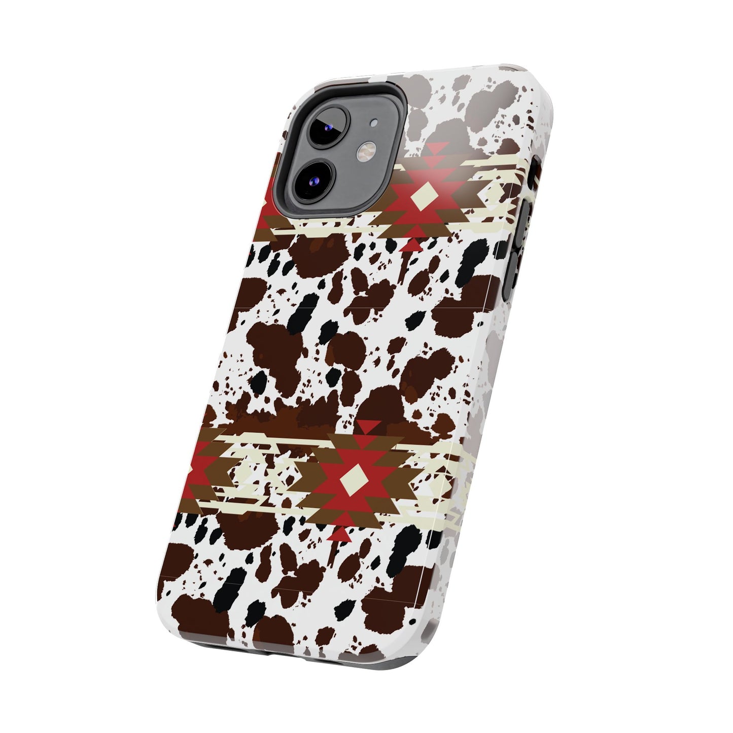 Tough Phone Case - Aztec Cow Print Western Glossy Cover for iPhone & Samsung | Ranch Style Gift