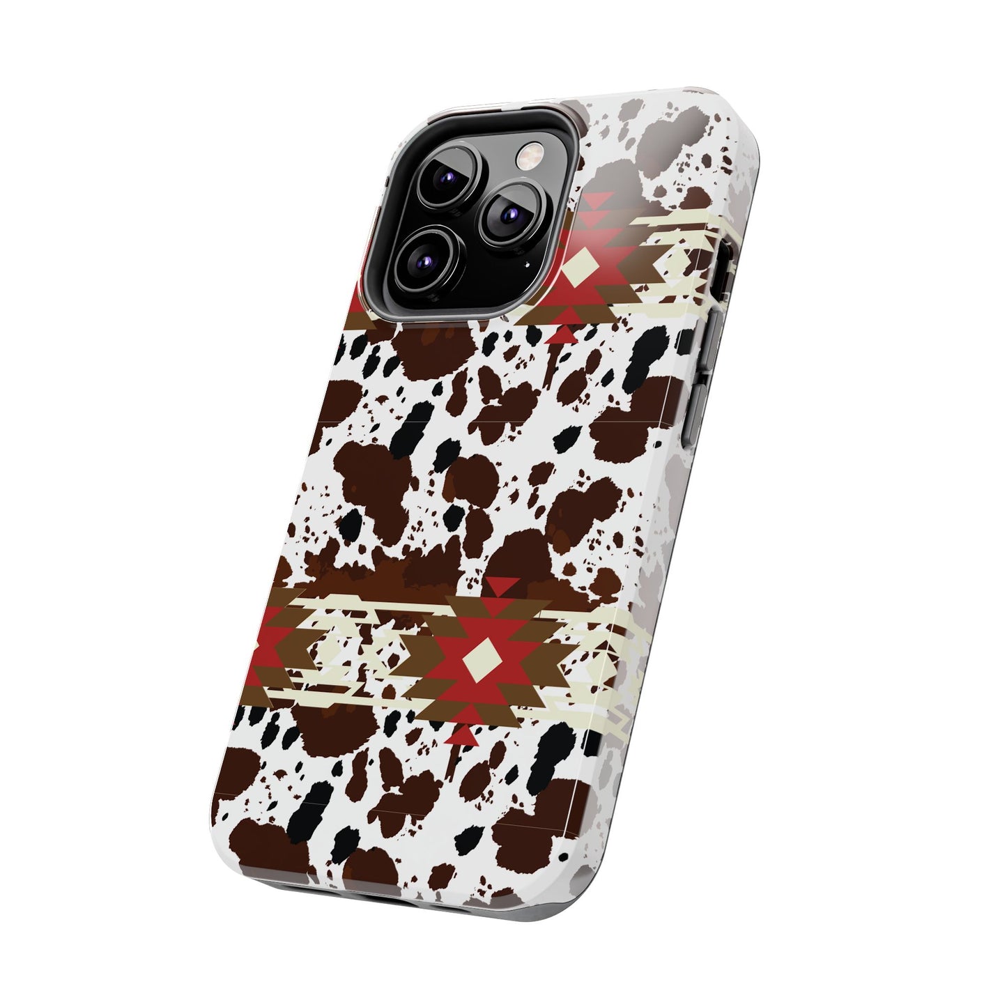 Tough Phone Case - Aztec Cow Print Western Glossy Cover for iPhone & Samsung | Ranch Style Gift