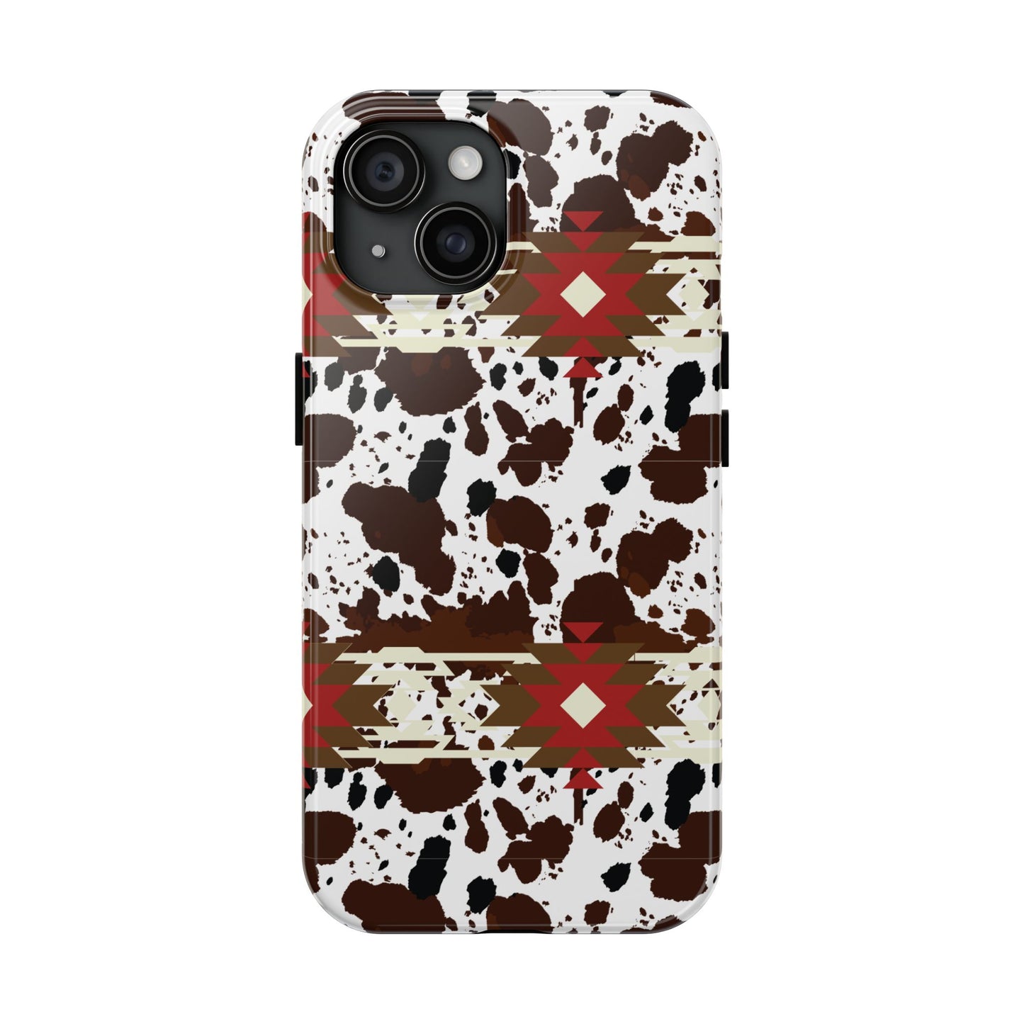 Tough Phone Case - Aztec Cow Print Western Glossy Cover for iPhone & Samsung | Ranch Style Gift