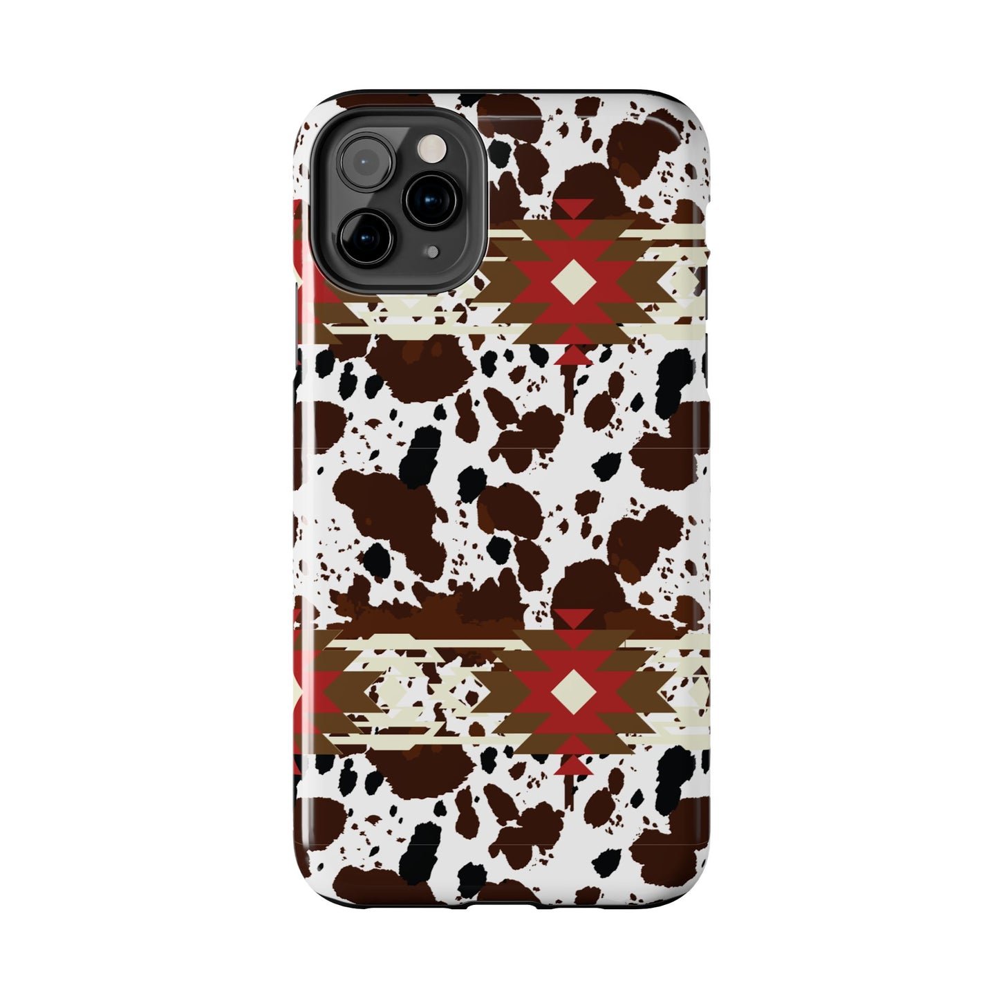 Tough Phone Case - Aztec Cow Print Western Glossy Cover for iPhone & Samsung | Ranch Style Gift