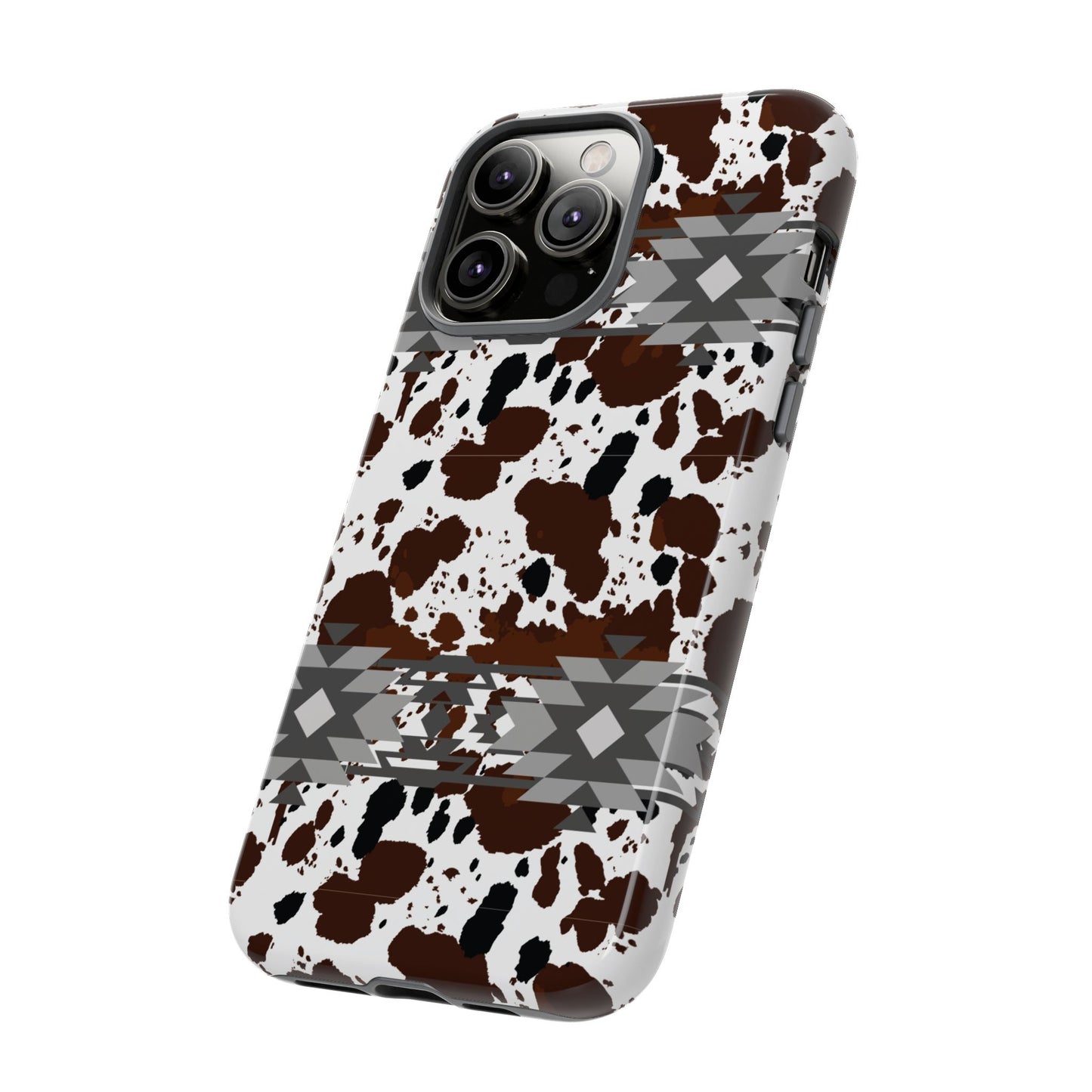 Cow Print Tough Case, Southwestern Aztec Design, Gift Ideas, iPhone Samsung Accessories, Western Style