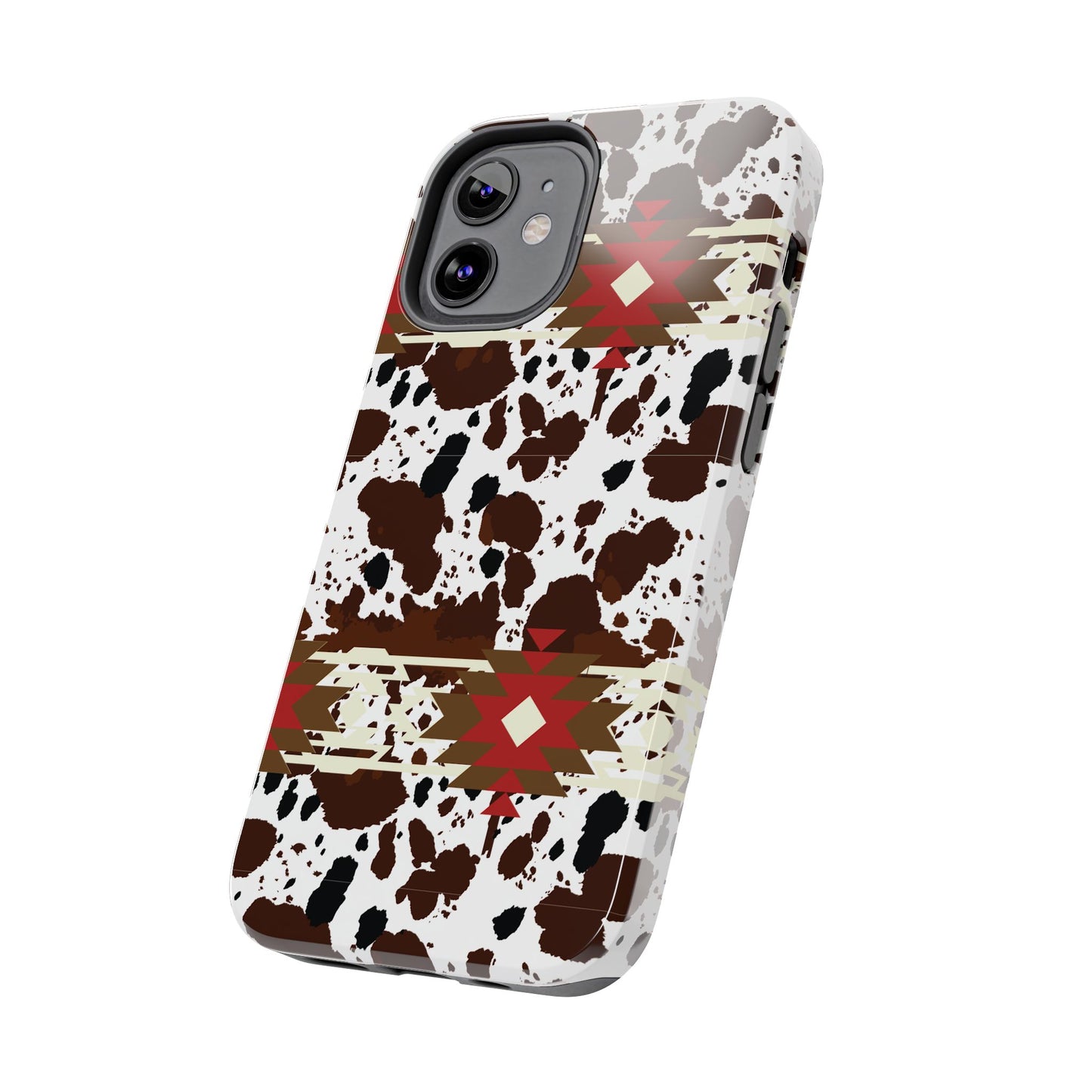 Tough Phone Case - Aztec Cow Print Western Glossy Cover for iPhone & Samsung | Ranch Style Gift