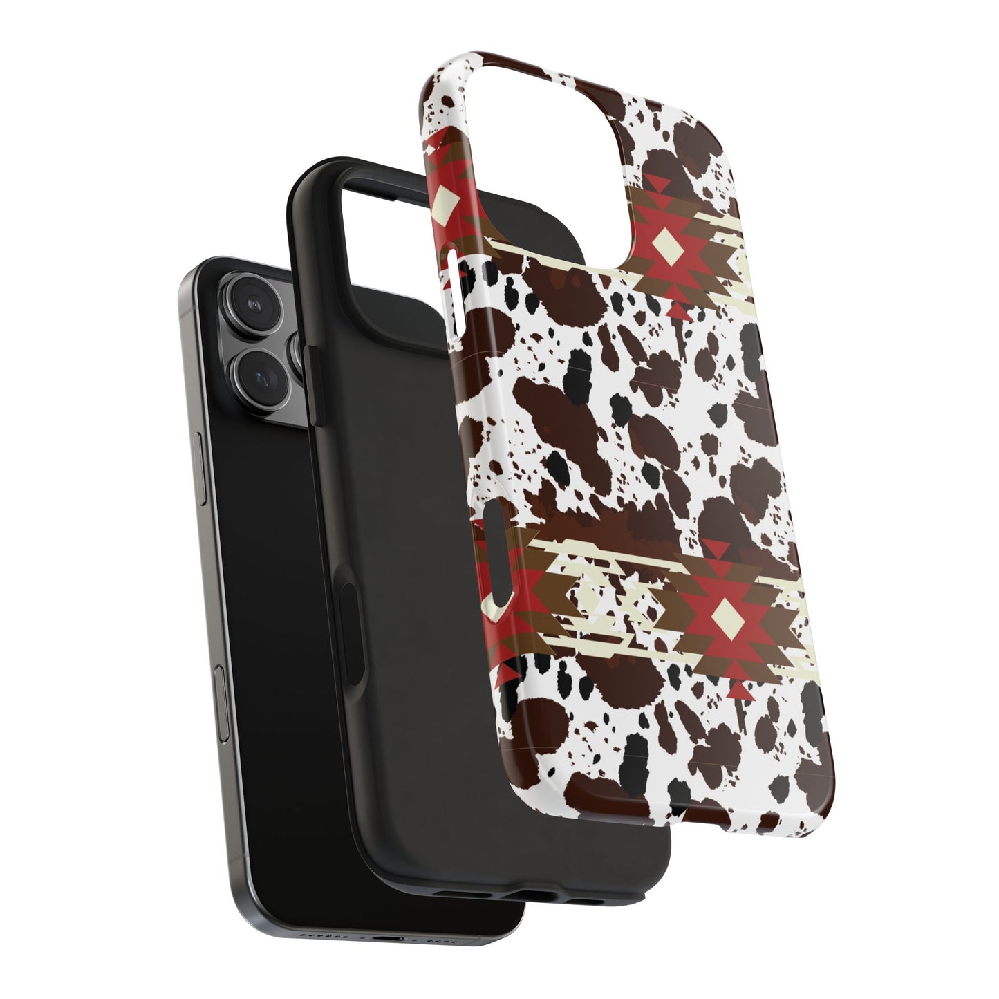 Tough Phone Case - Aztec Cow Print Western Glossy Cover for iPhone & Samsung | Ranch Style Gift