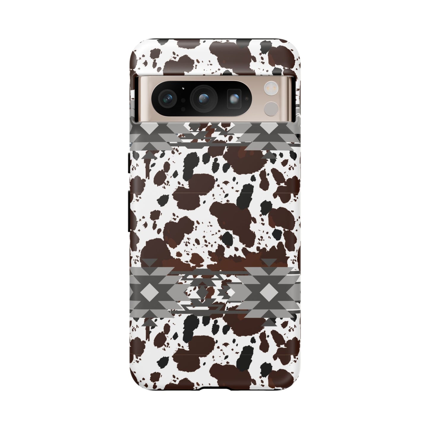 Cow Print Tough Case, Southwestern Aztec Design, Gift Ideas, iPhone Samsung Accessories, Western Style