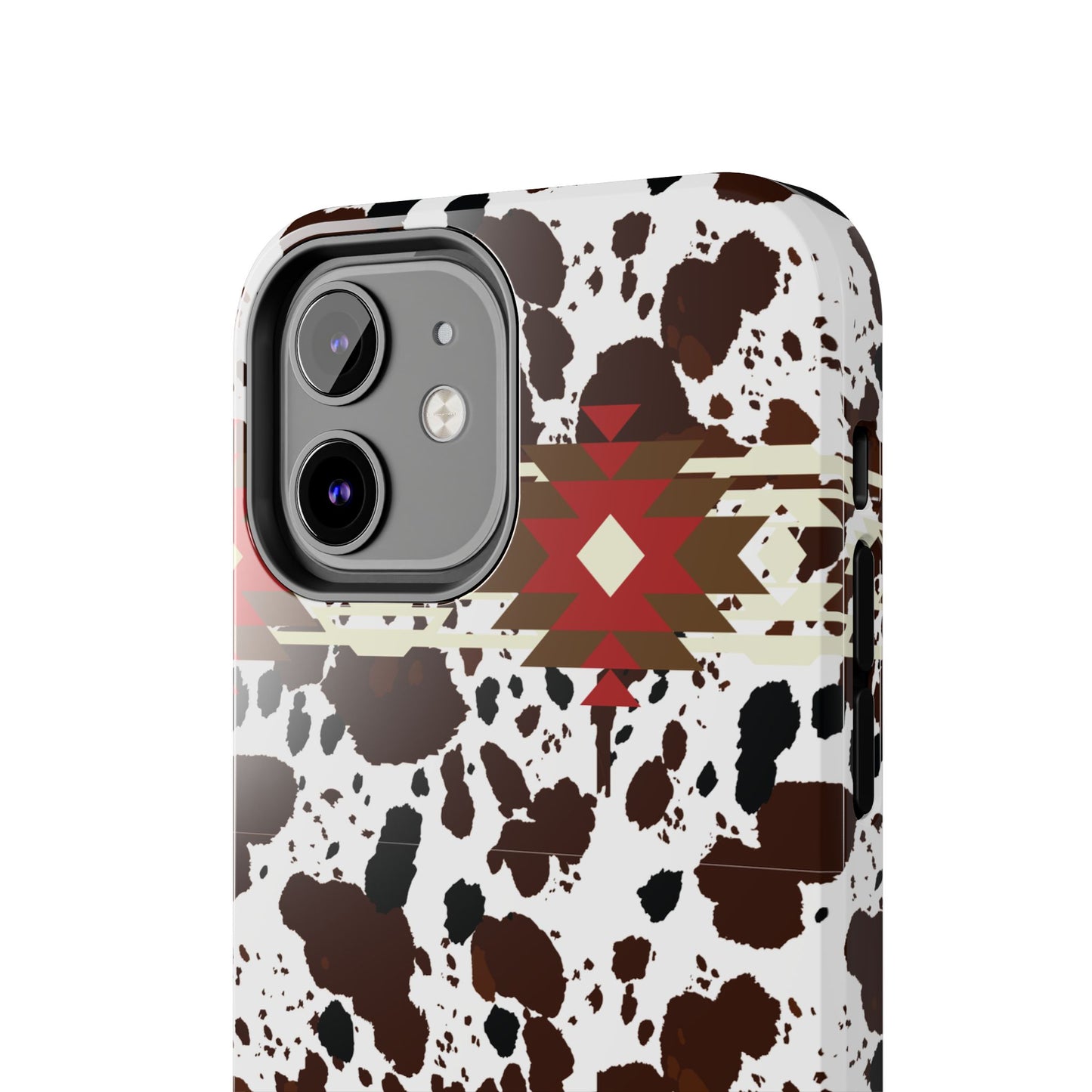 Tough Phone Case - Aztec Cow Print Western Glossy Cover for iPhone & Samsung | Ranch Style Gift