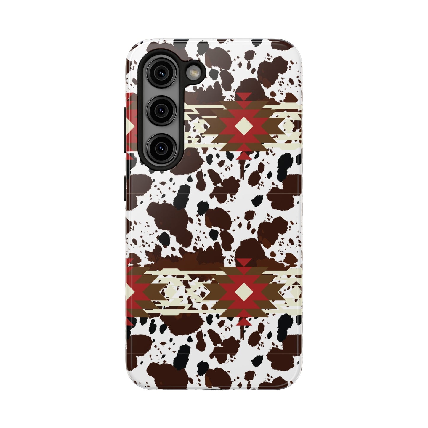 Tough Phone Case - Aztec Cow Print Western Glossy Cover for iPhone & Samsung | Ranch Style Gift