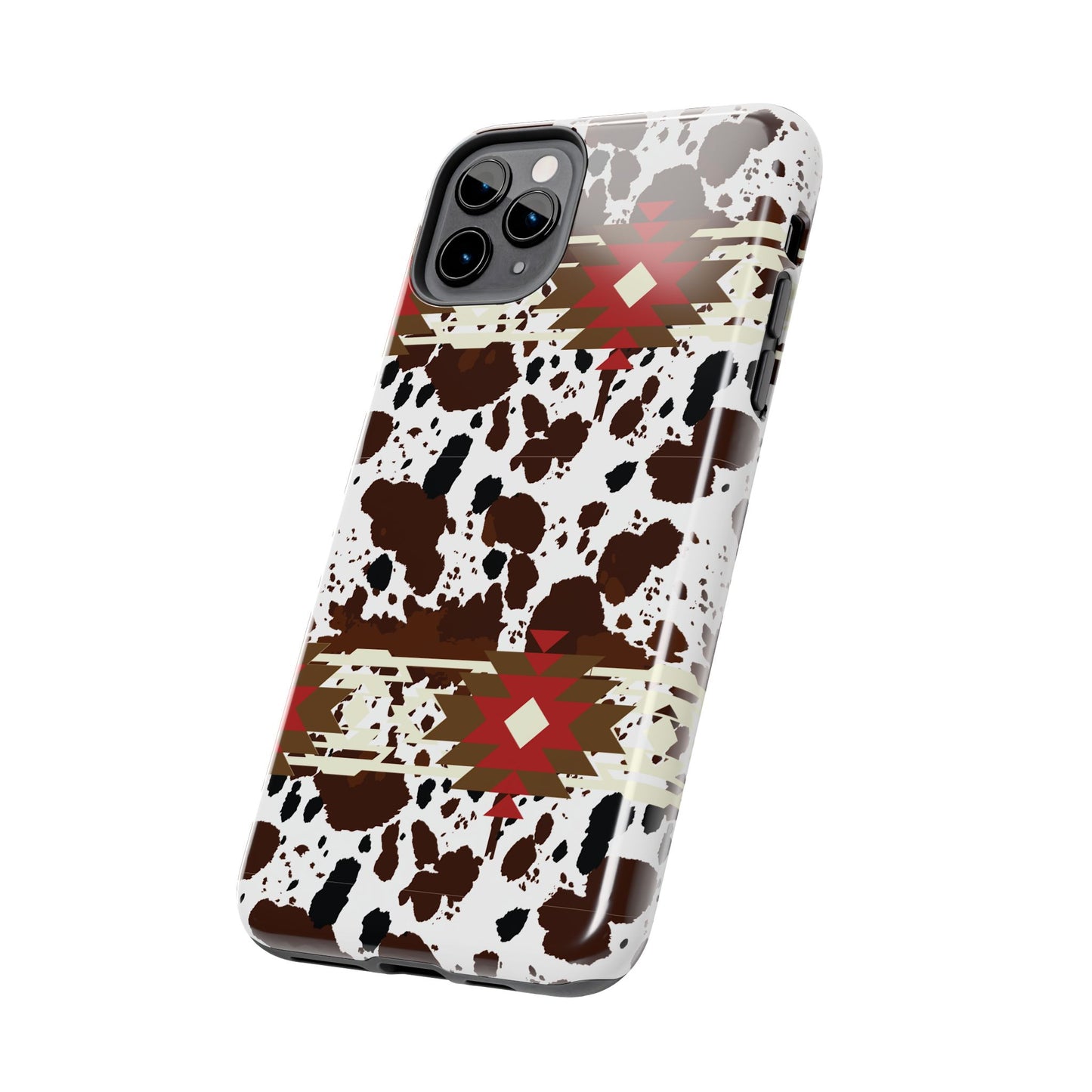 Tough Phone Case - Aztec Cow Print Western Glossy Cover for iPhone & Samsung | Ranch Style Gift