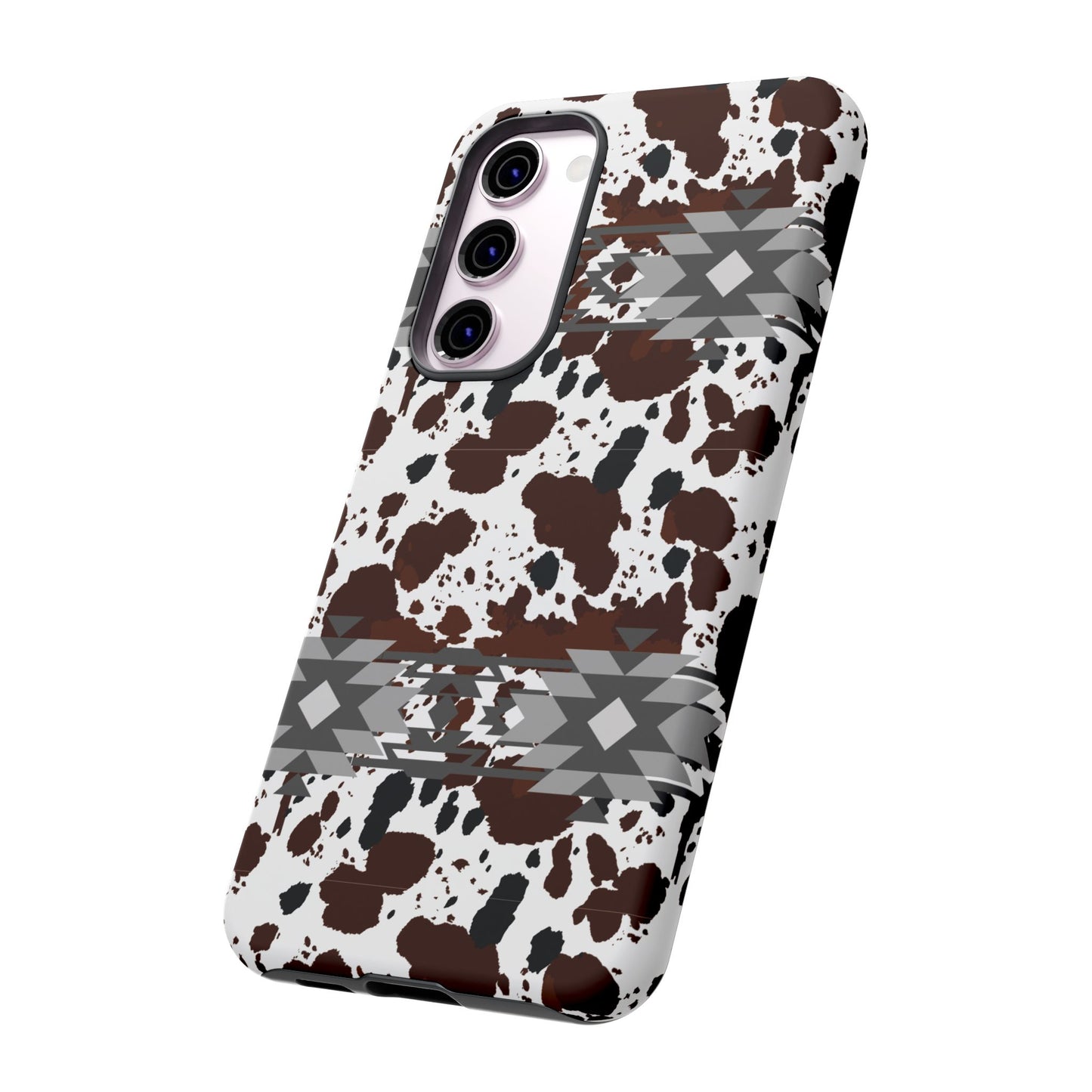 Cow Print Tough Case, Southwestern Aztec Design, Gift Ideas, iPhone Samsung Accessories, Western Style