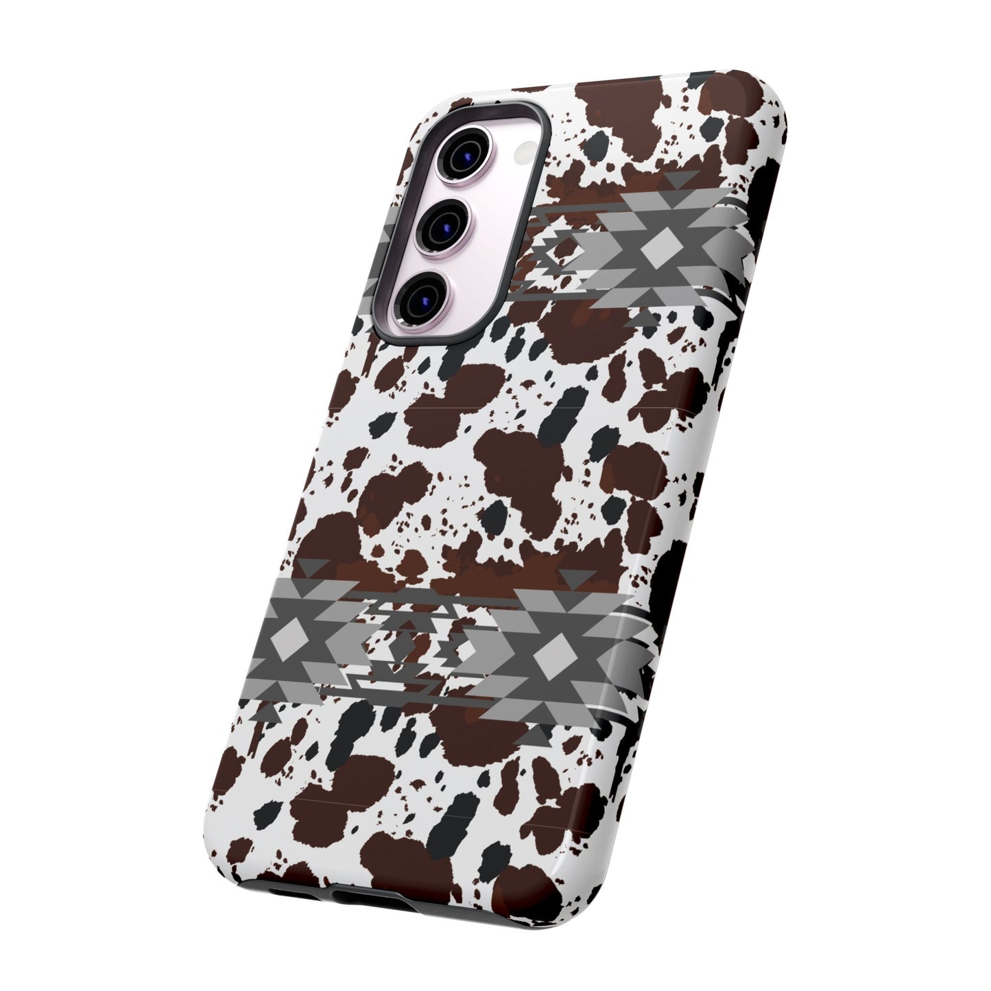 Cow Print Tough Case, Southwestern Aztec Design, Gift Ideas, iPhone Samsung Accessories, Western Style