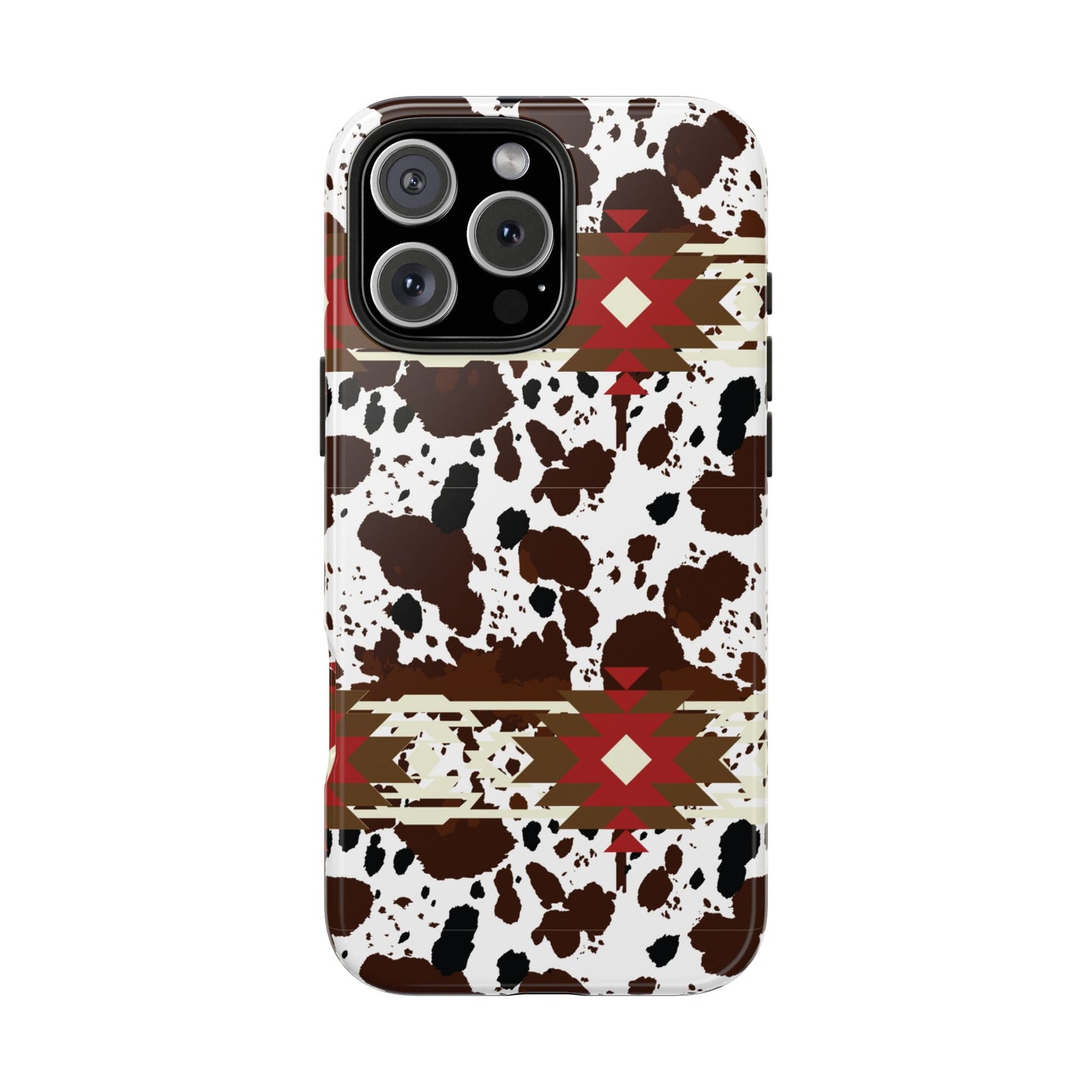 Tough Phone Case - Aztec Cow Print Western Glossy Cover for iPhone & Samsung | Ranch Style Gift