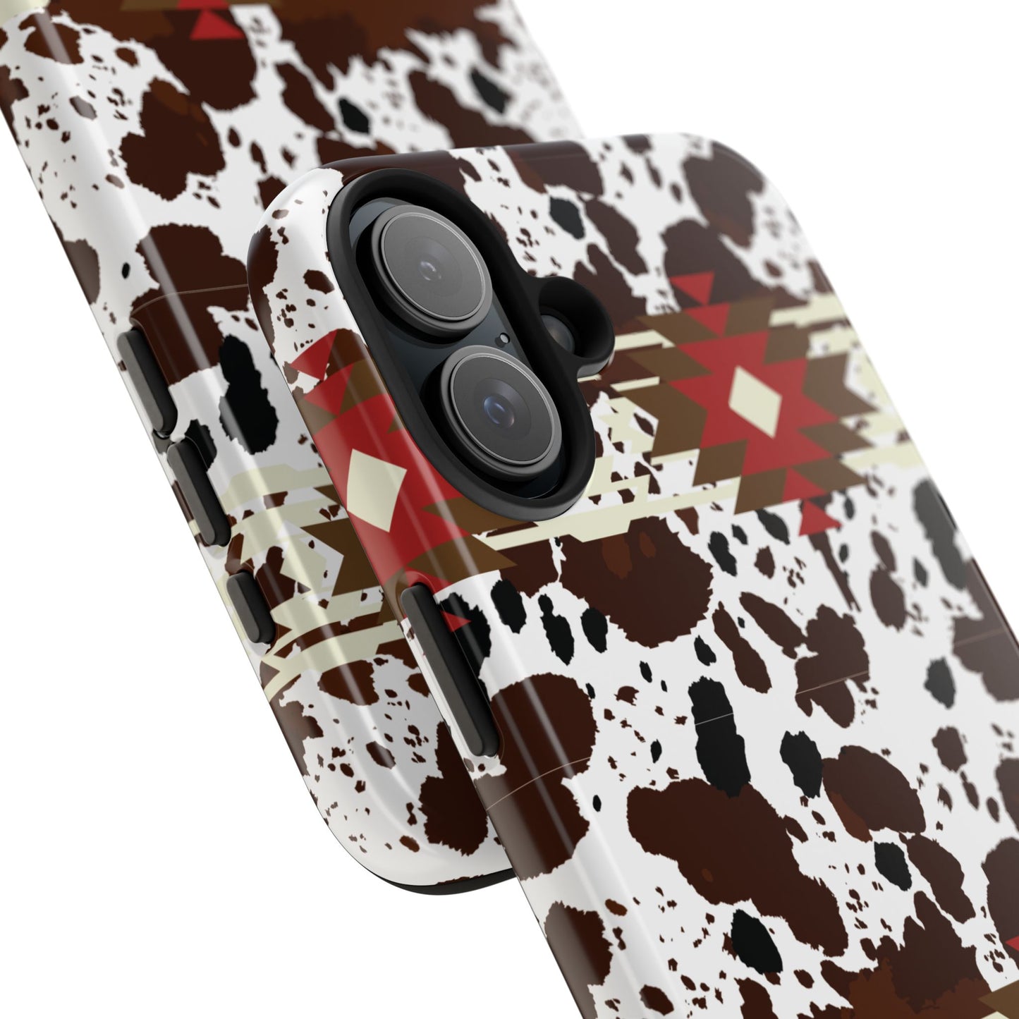 Tough Phone Case - Aztec Cow Print Western Glossy Cover for iPhone & Samsung | Ranch Style Gift