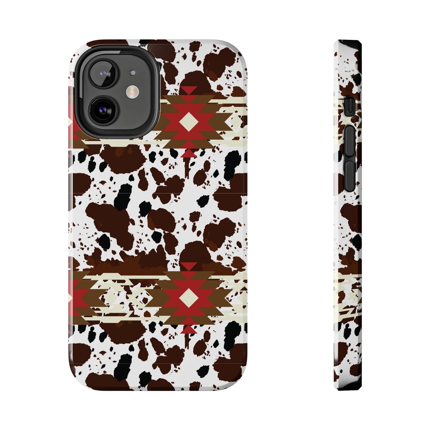 Tough Phone Case - Aztec Cow Print Western Glossy Cover for iPhone & Samsung | Ranch Style Gift