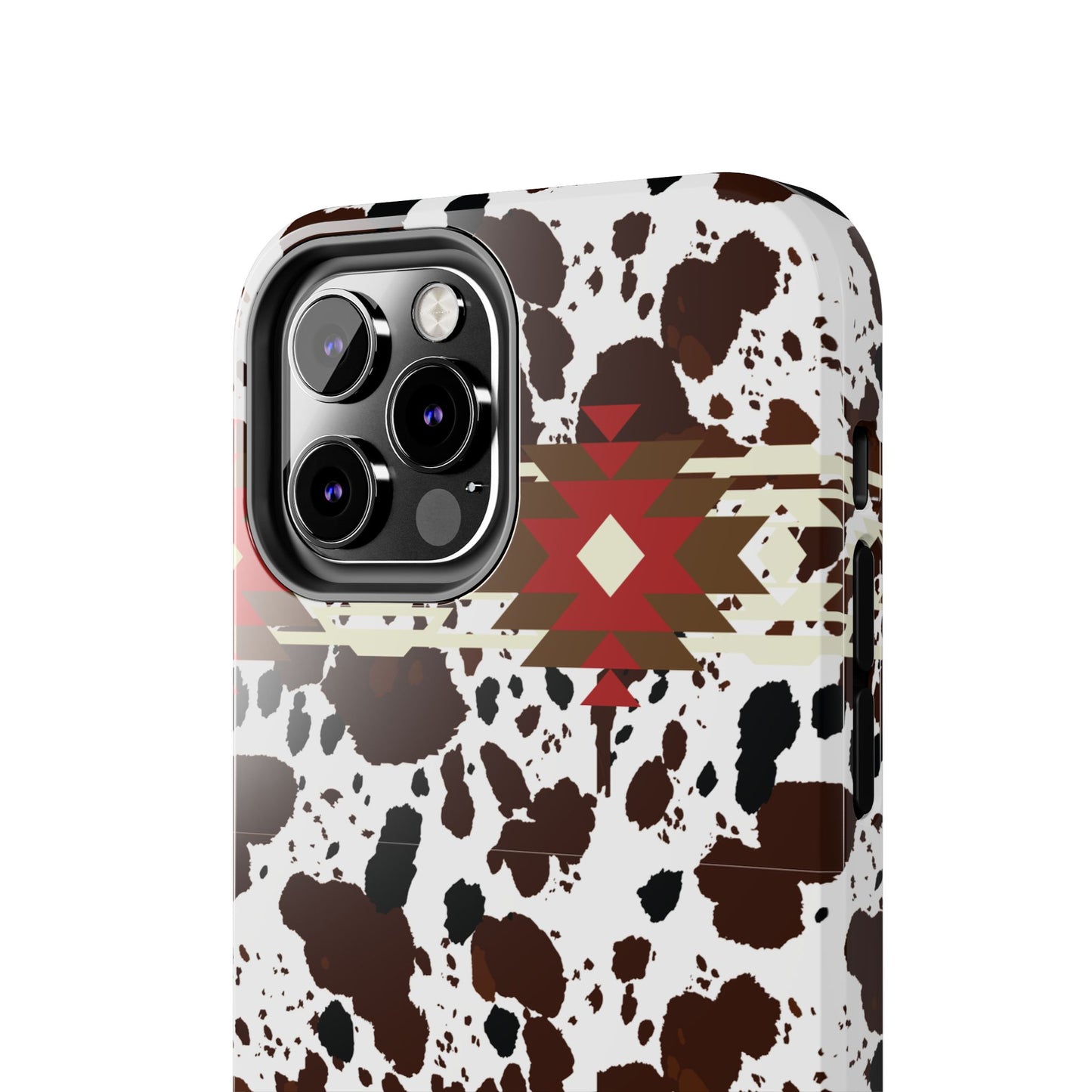 Tough Phone Case - Aztec Cow Print Western Glossy Cover for iPhone & Samsung | Ranch Style Gift