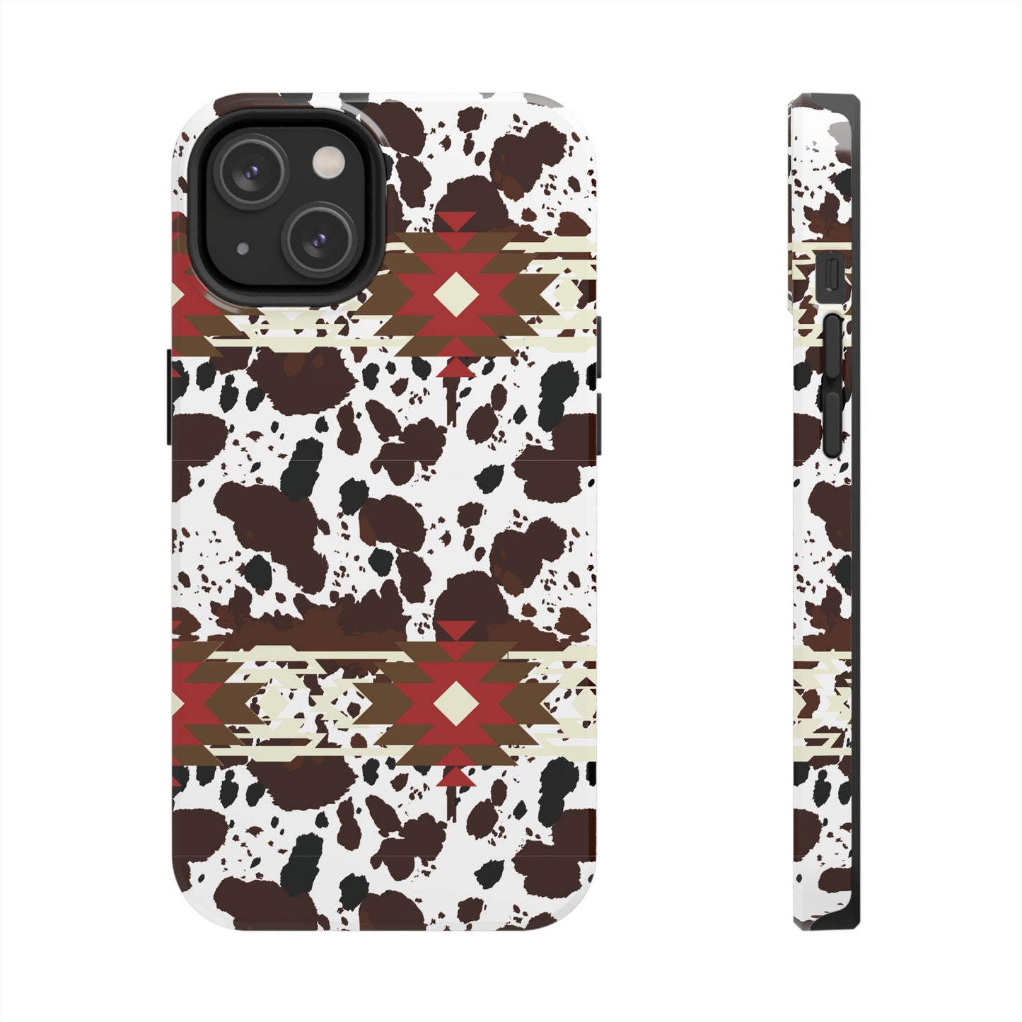 Tough Phone Case - Aztec Cow Print Western Glossy Cover for iPhone & Samsung | Ranch Style Gift