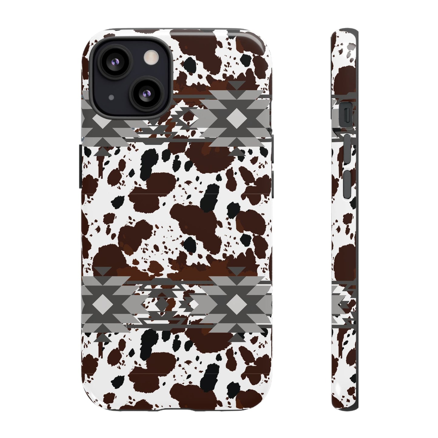 Cow Print Tough Case, Southwestern Aztec Design, Gift Ideas, iPhone Samsung Accessories, Western Style