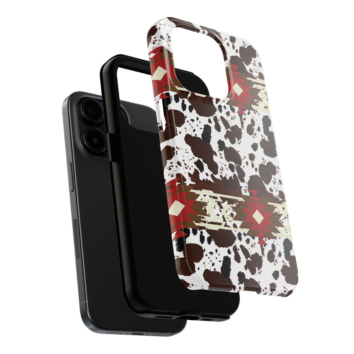 Tough Phone Case - Aztec Cow Print Western Glossy Cover for iPhone & Samsung | Ranch Style Gift