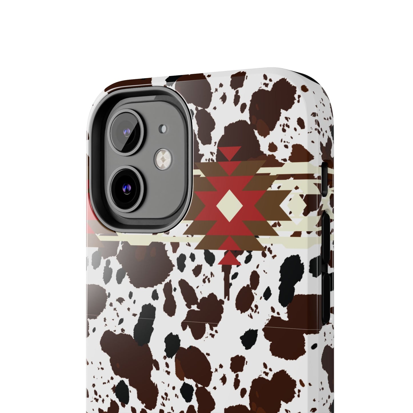 Tough Phone Case - Aztec Cow Print Western Glossy Cover for iPhone & Samsung | Ranch Style Gift