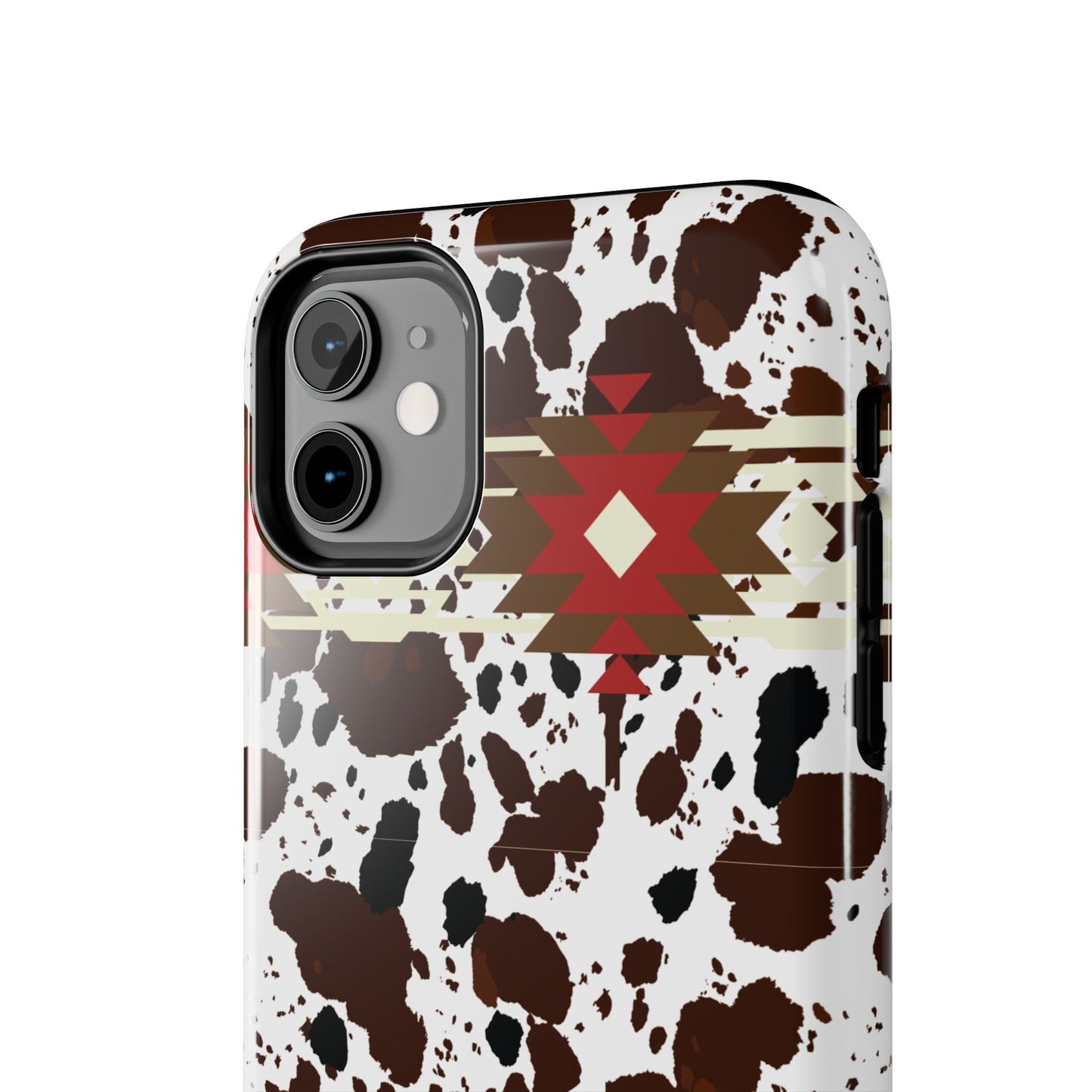 Tough Phone Case - Aztec Cow Print Western Glossy Cover for iPhone & Samsung | Ranch Style Gift