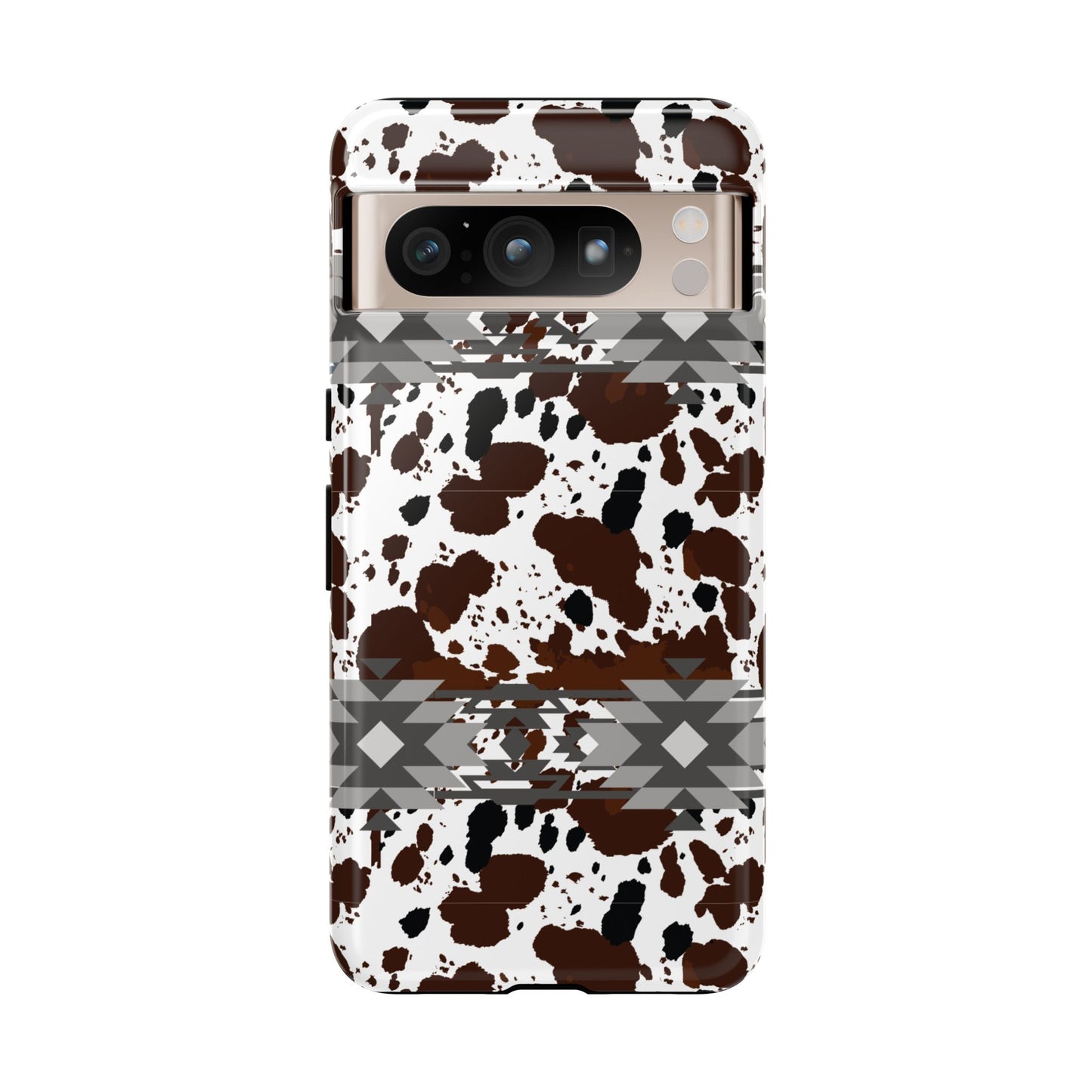 Cow Print Tough Case, Southwestern Aztec Design, Gift Ideas, iPhone Samsung Accessories, Western Style