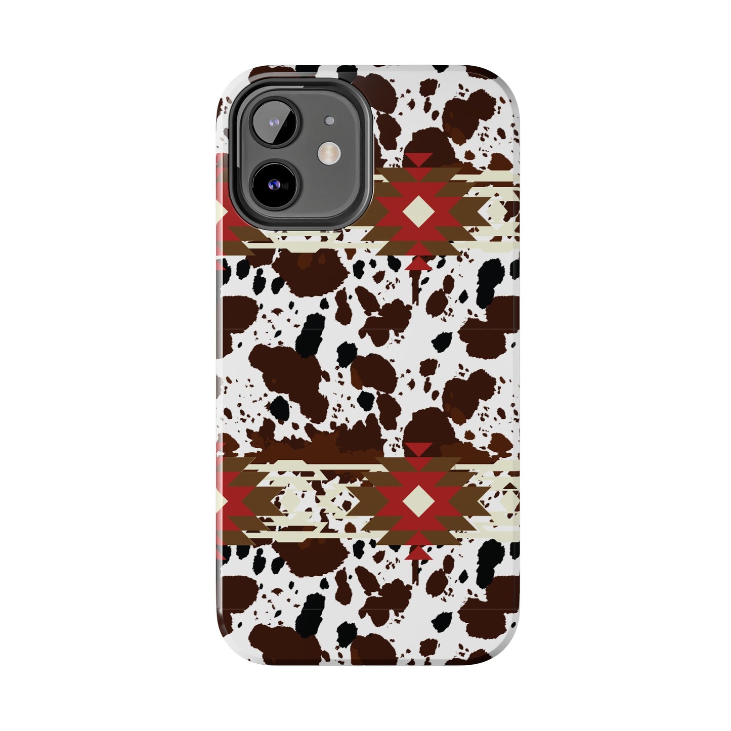 Tough Phone Case - Aztec Cow Print Western Glossy Cover for iPhone & Samsung | Ranch Style Gift