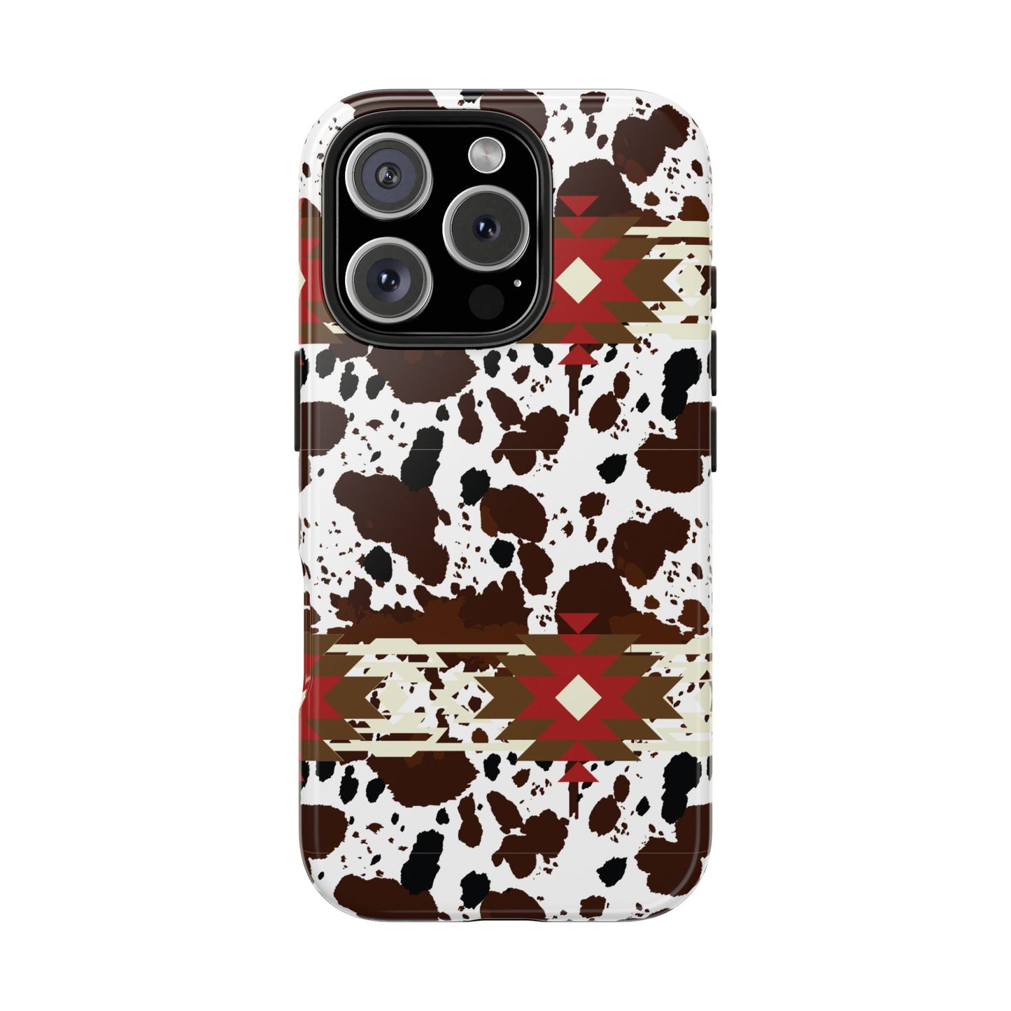 Tough Phone Case - Aztec Cow Print Western Glossy Cover for iPhone & Samsung | Ranch Style Gift