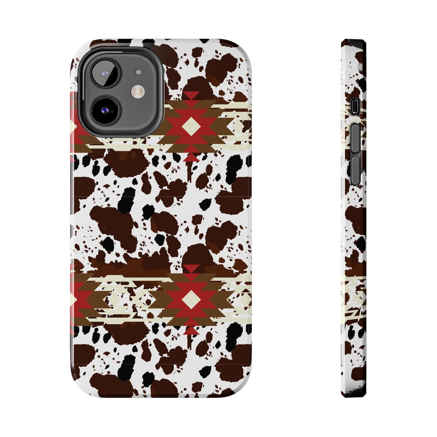 Tough Phone Case - Aztec Cow Print Western Glossy Cover for iPhone & Samsung | Ranch Style Gift