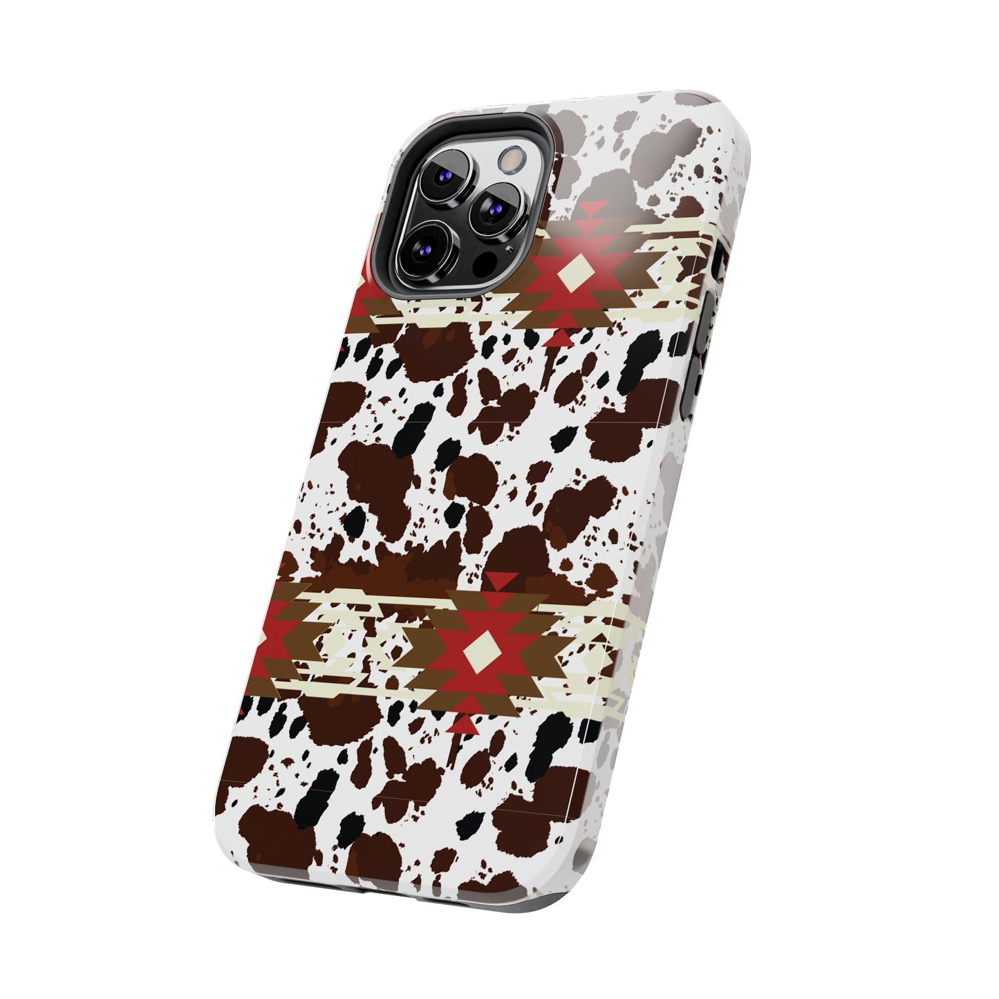 Tough Phone Case - Aztec Cow Print Western Glossy Cover for iPhone & Samsung | Ranch Style Gift