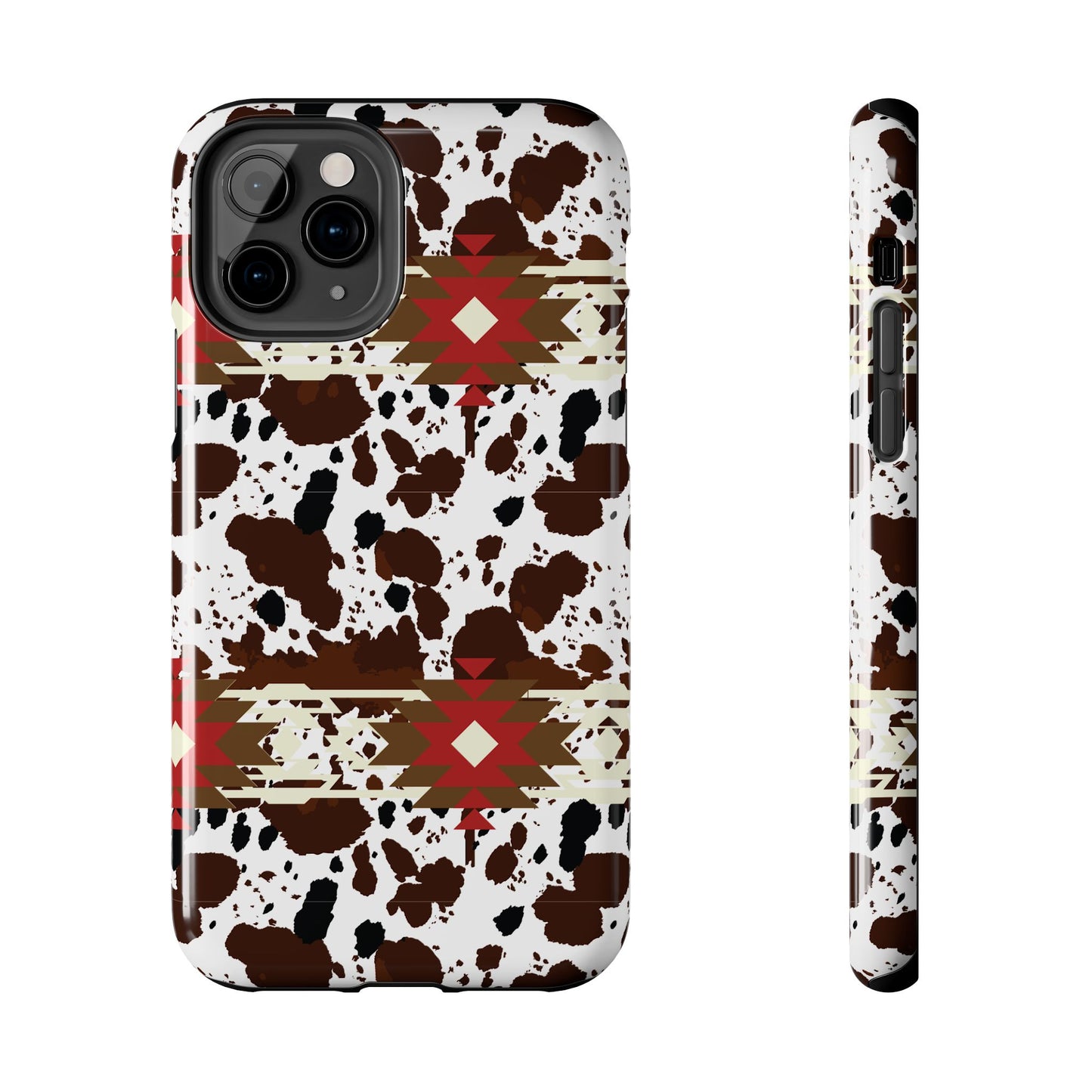 Tough Phone Case - Aztec Cow Print Western Glossy Cover for iPhone & Samsung | Ranch Style Gift