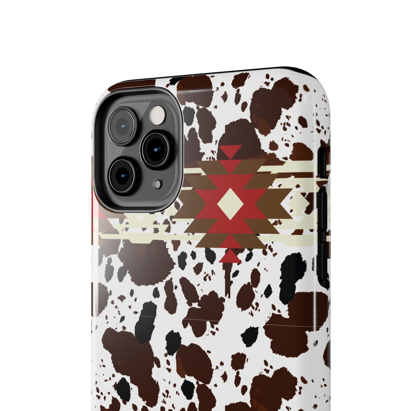 Tough Phone Case - Aztec Cow Print Western Glossy Cover for iPhone & Samsung | Ranch Style Gift