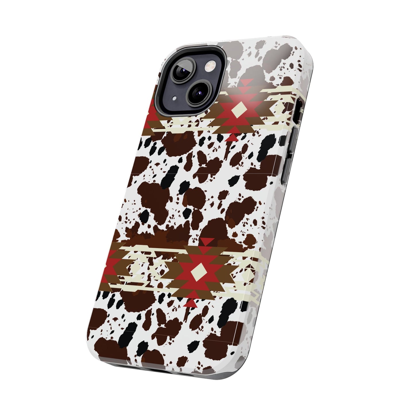 Tough Phone Case - Aztec Cow Print Western Glossy Cover for iPhone & Samsung | Ranch Style Gift